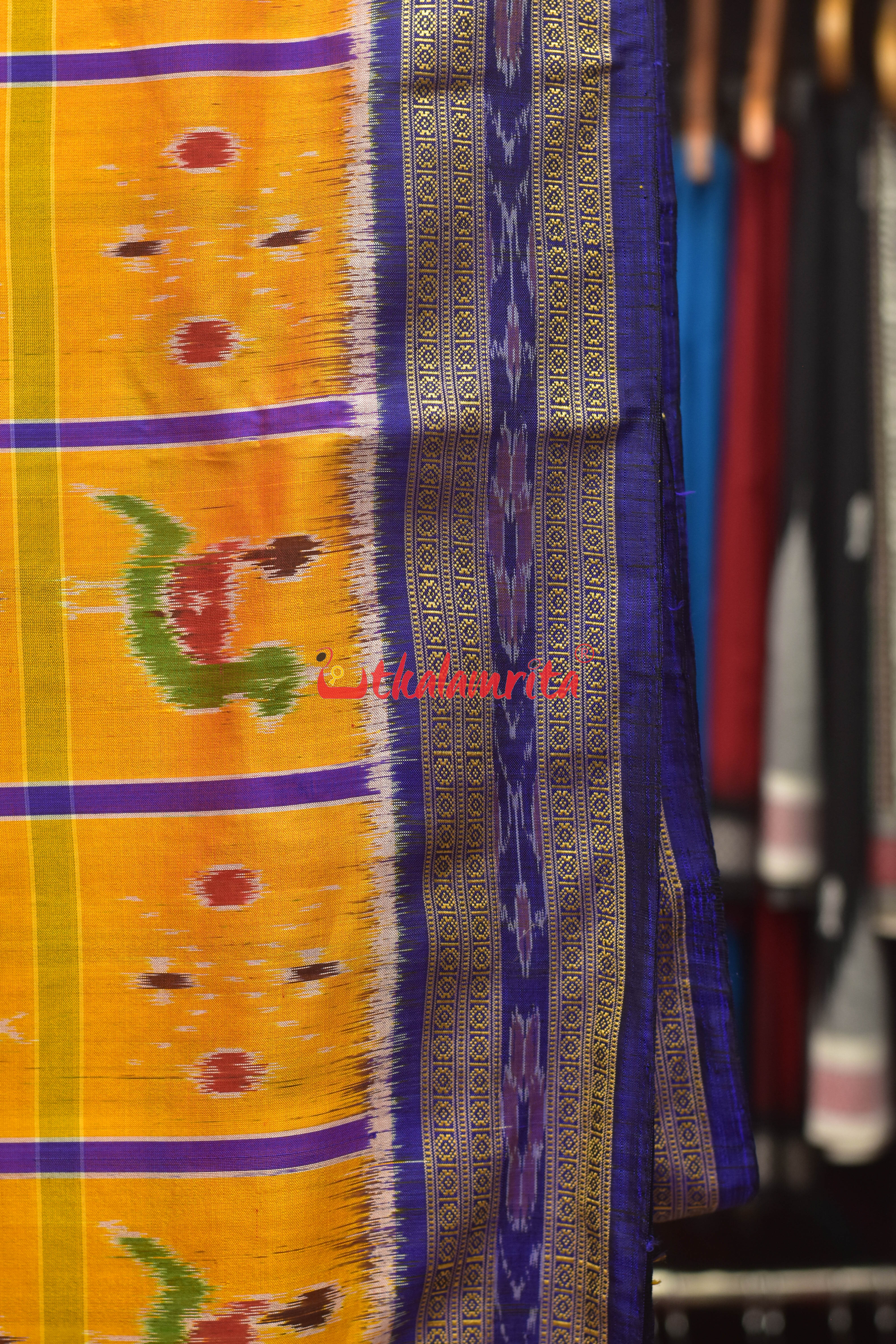 Yellow Blue Nabarangi Silk