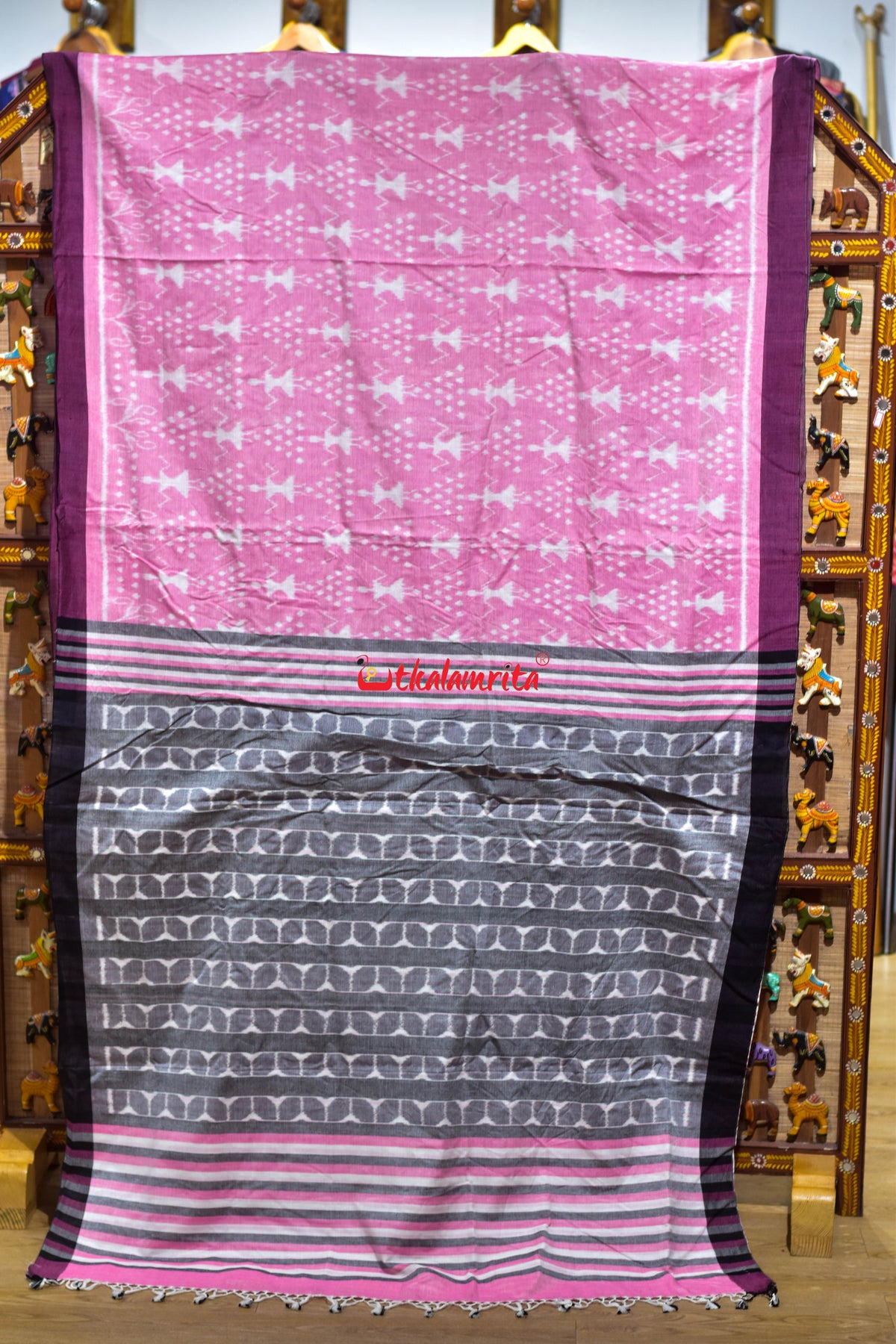 Pink Tribal Maniabandha Cotton Saree