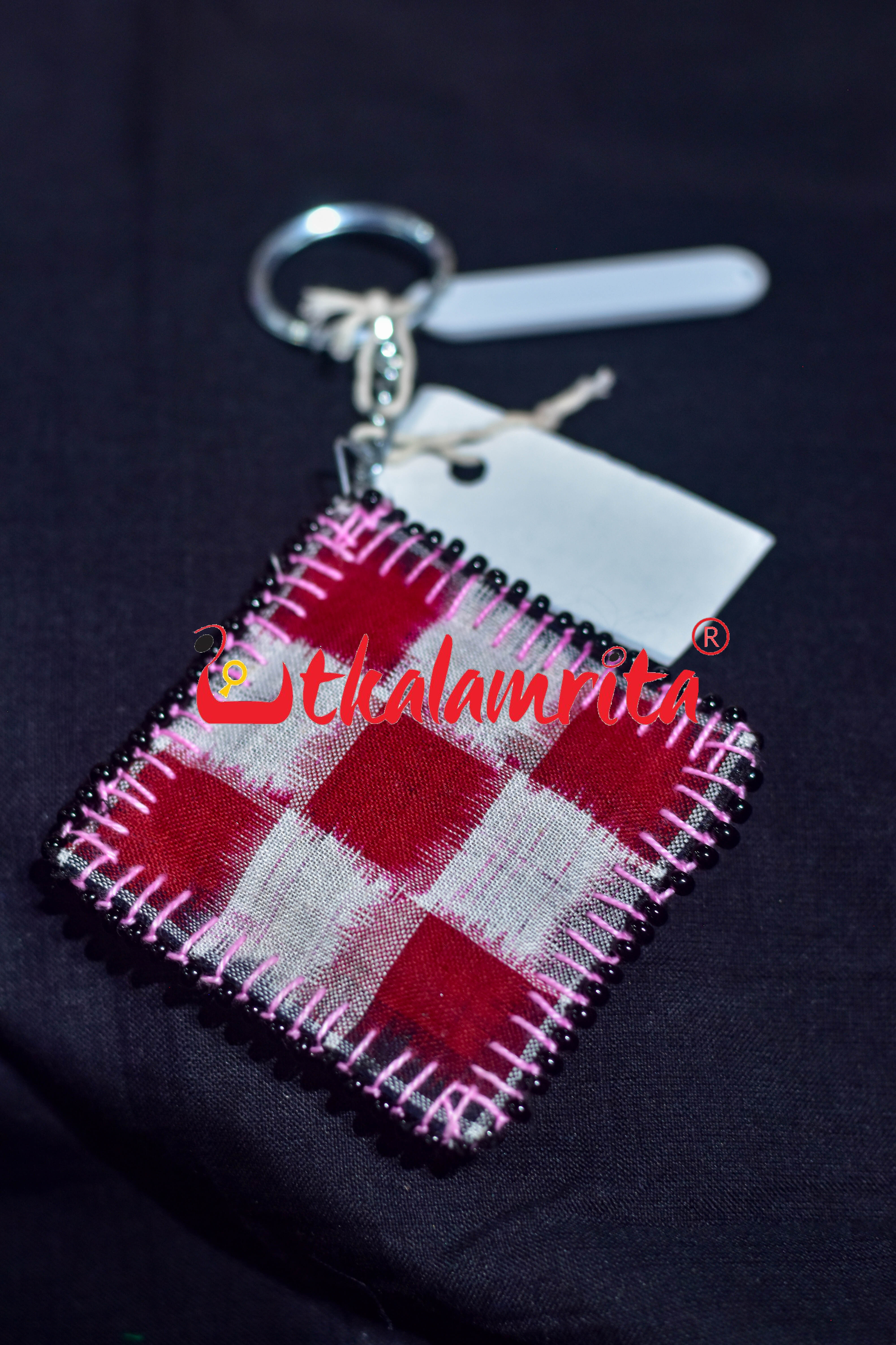 Red Black Pasapali Ikat Key Chain
