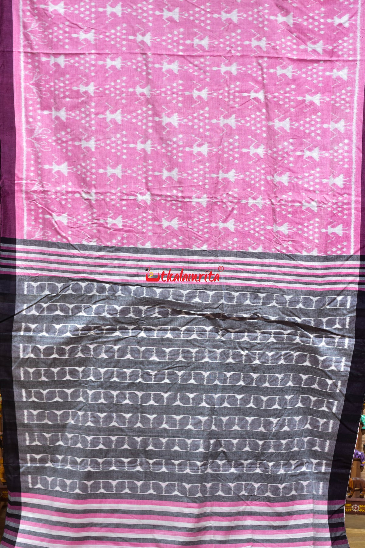 Pink Tribal Maniabandha Cotton Saree