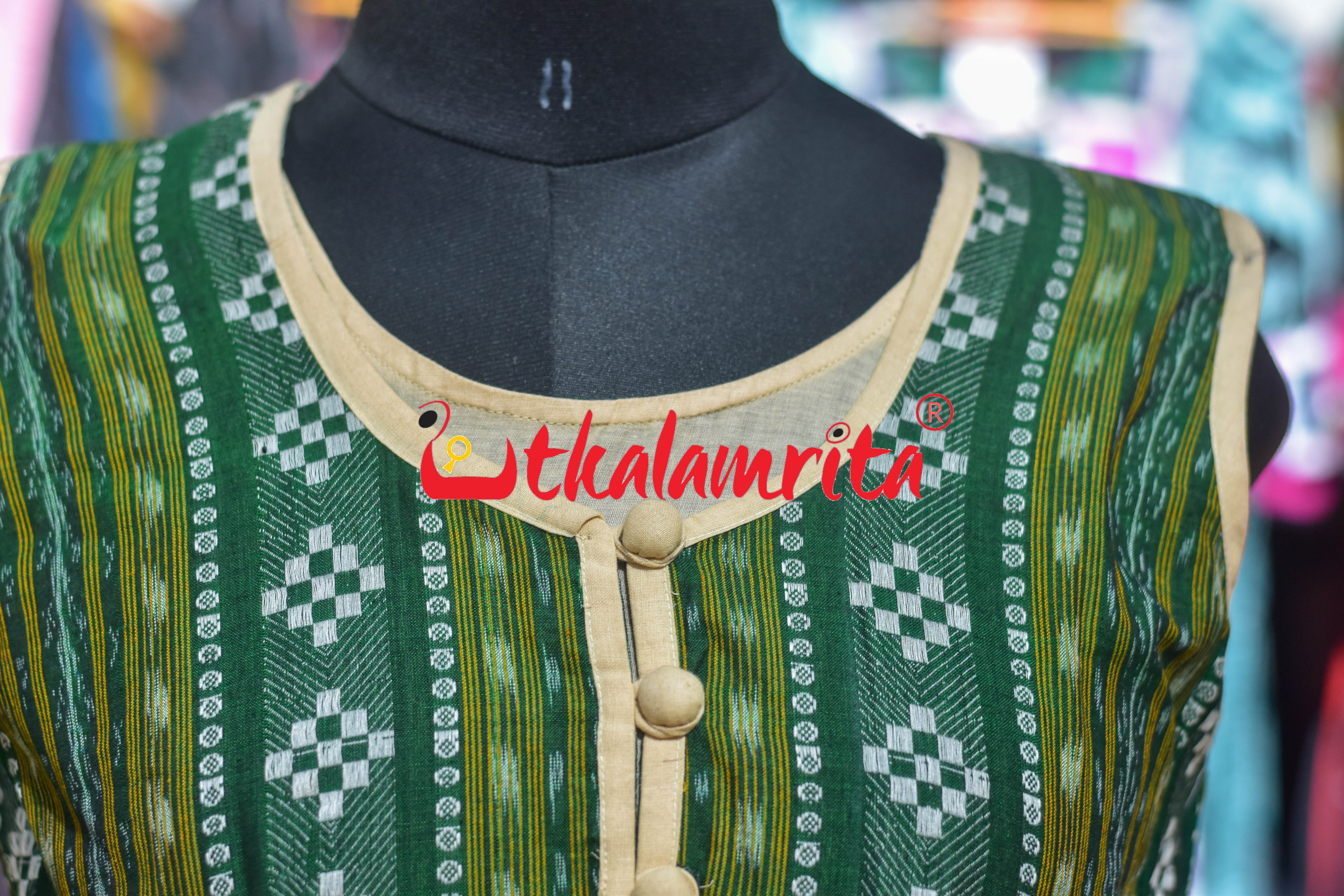 Green Dobby (Ladies Long Sleeveless Jacket)