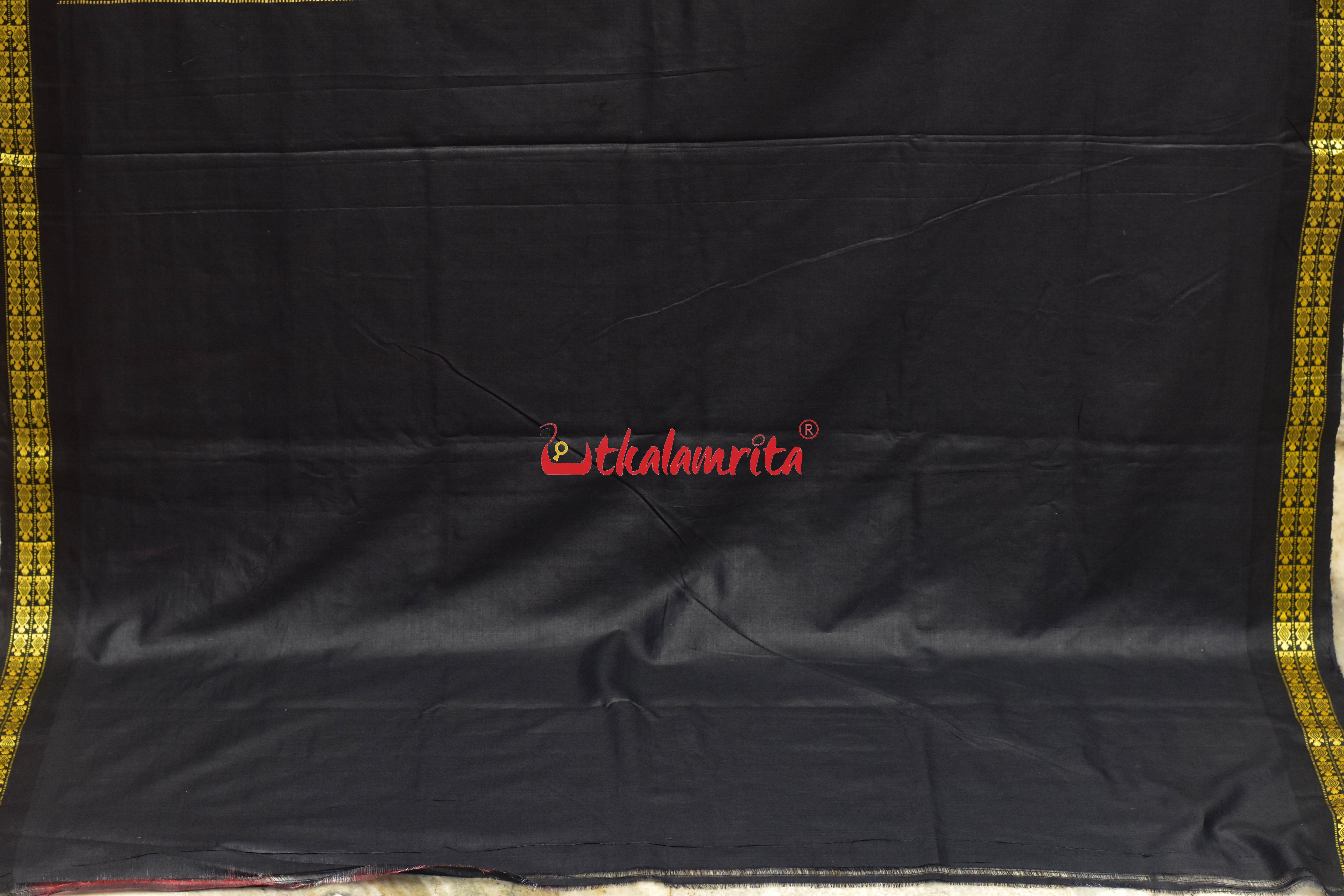 Red Black Tortoise Border Jaala Anchal Tussar Saree