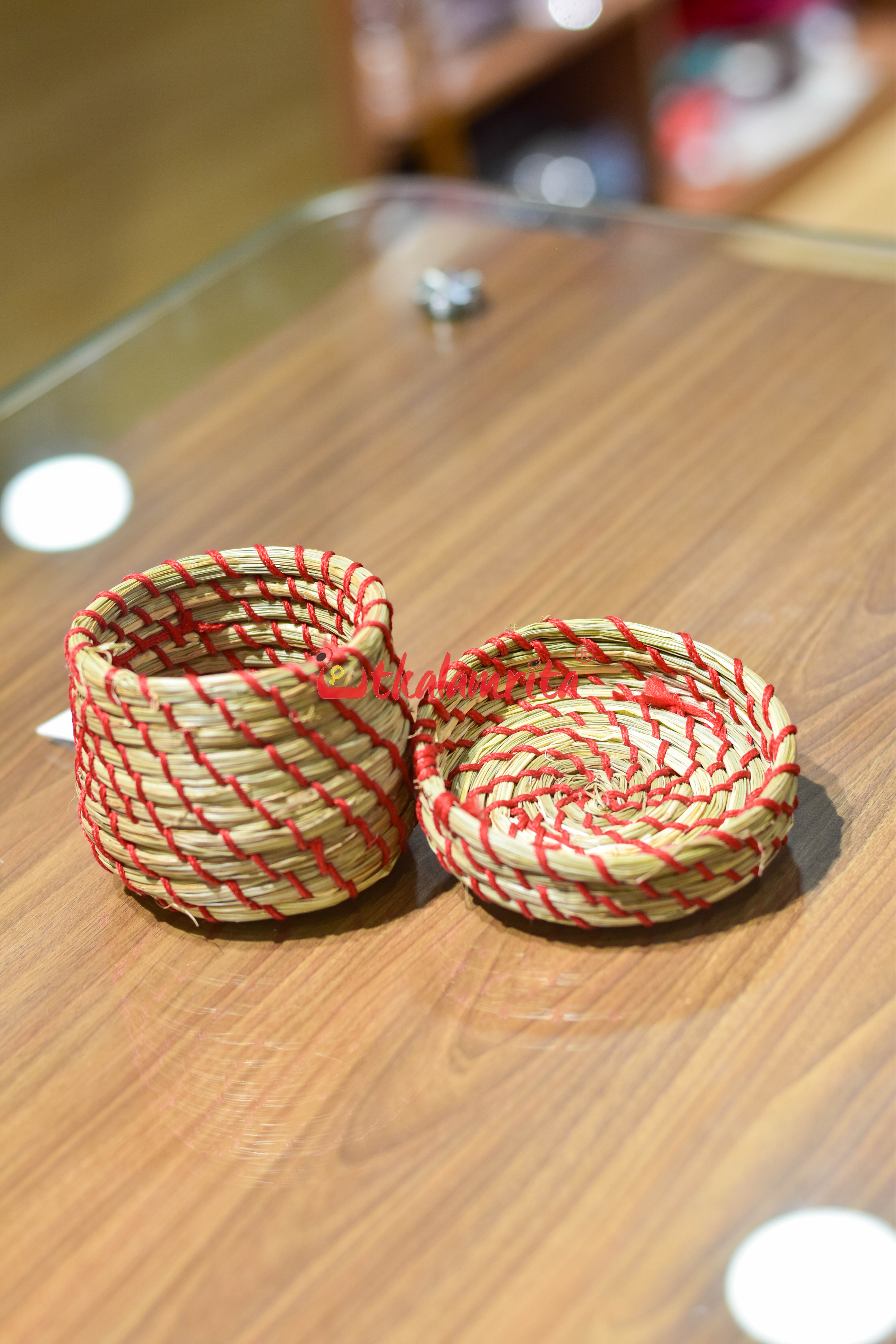 Sabai Grass Red Thread Jewellery Box