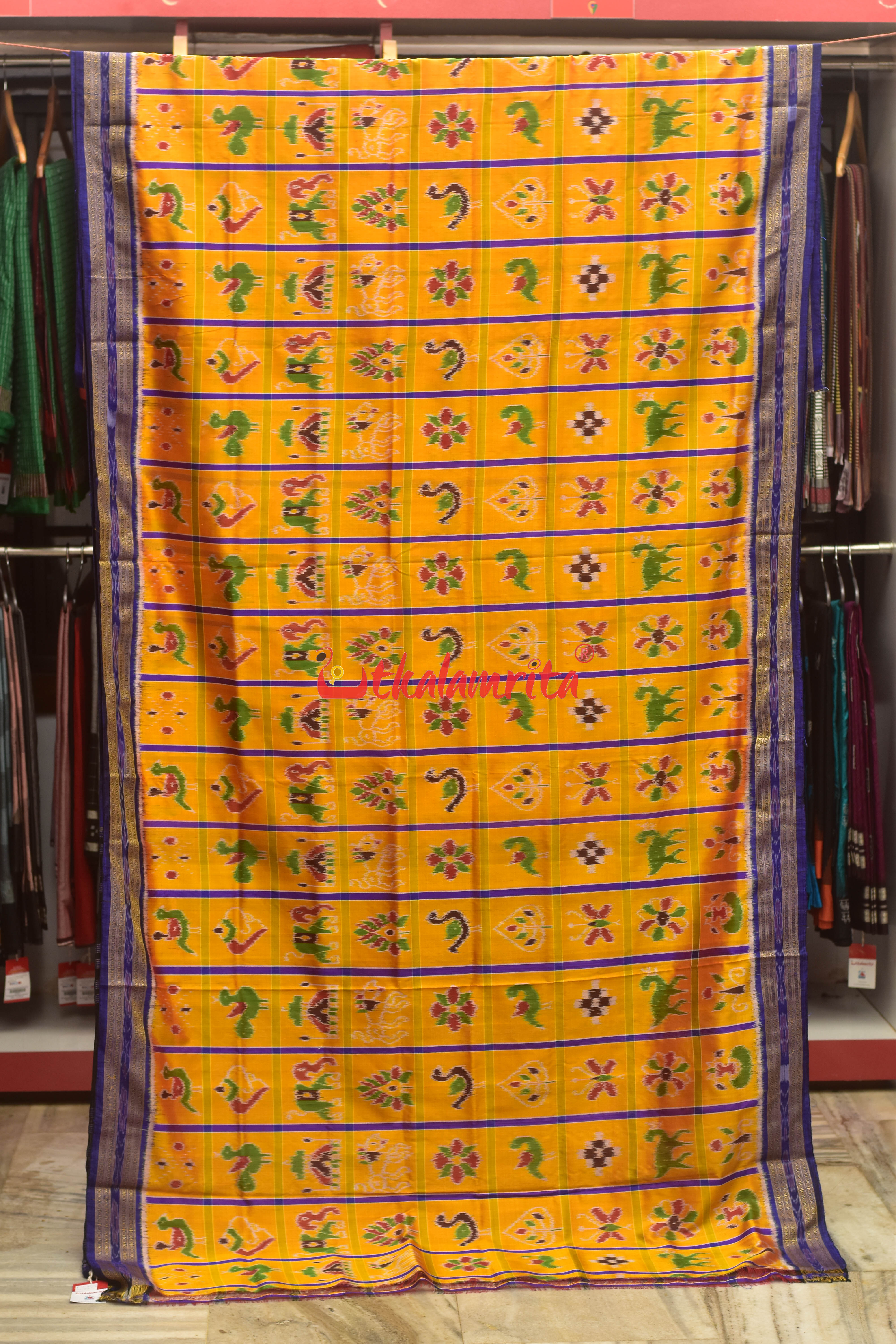 Yellow Blue Nabarangi Silk