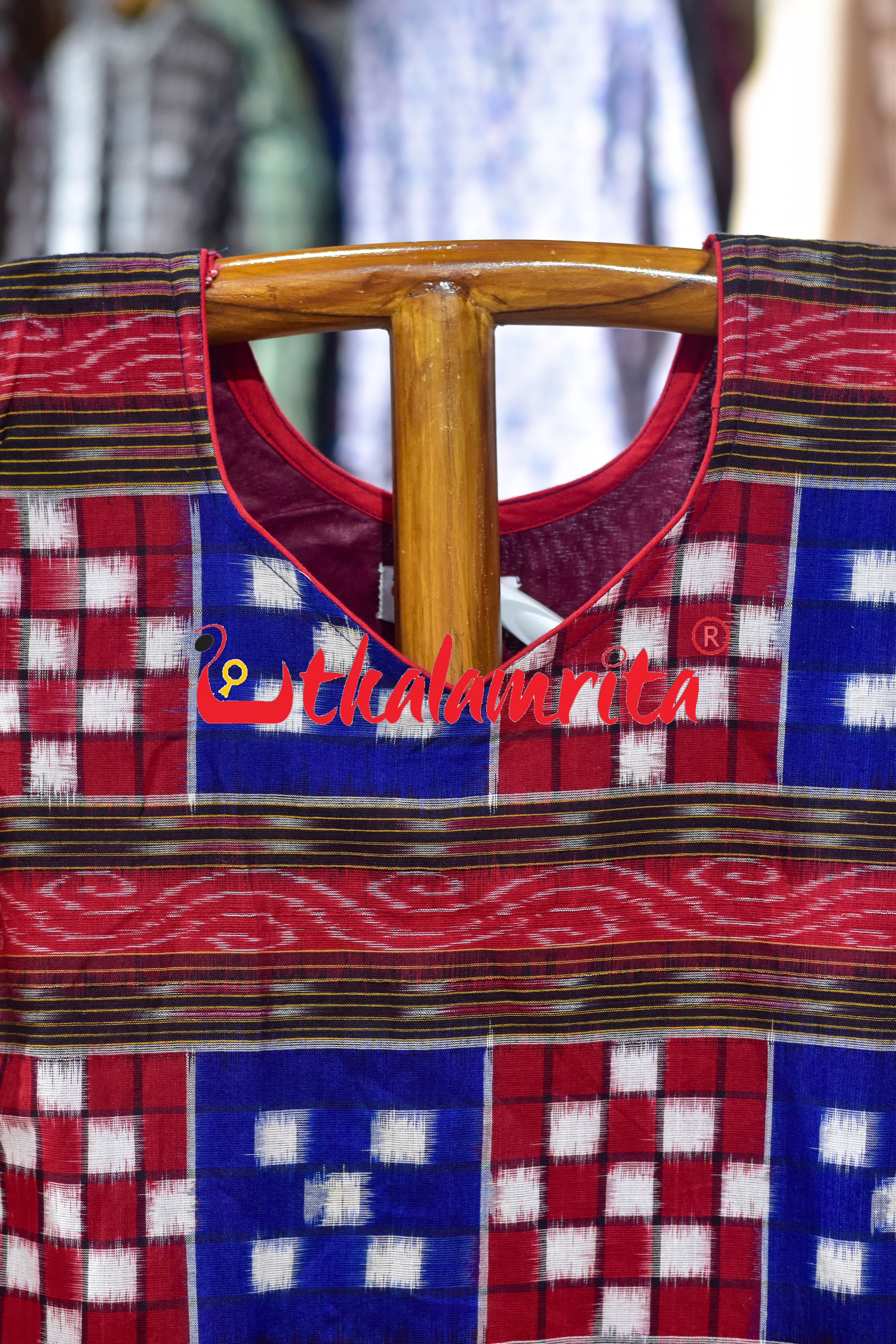 Blue Red Bichitrapuri Sambalpuri (Ladies Kurti)
