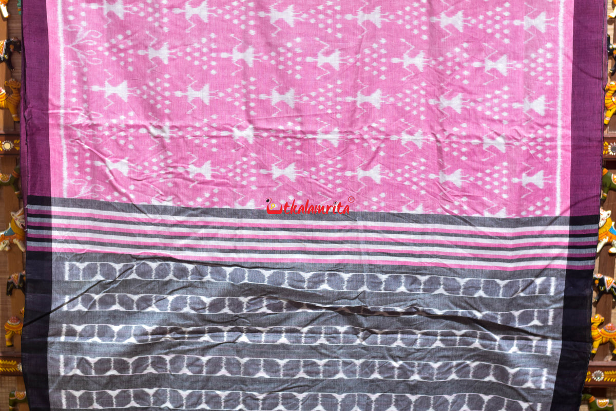 Pink Tribal Maniabandha Cotton Saree