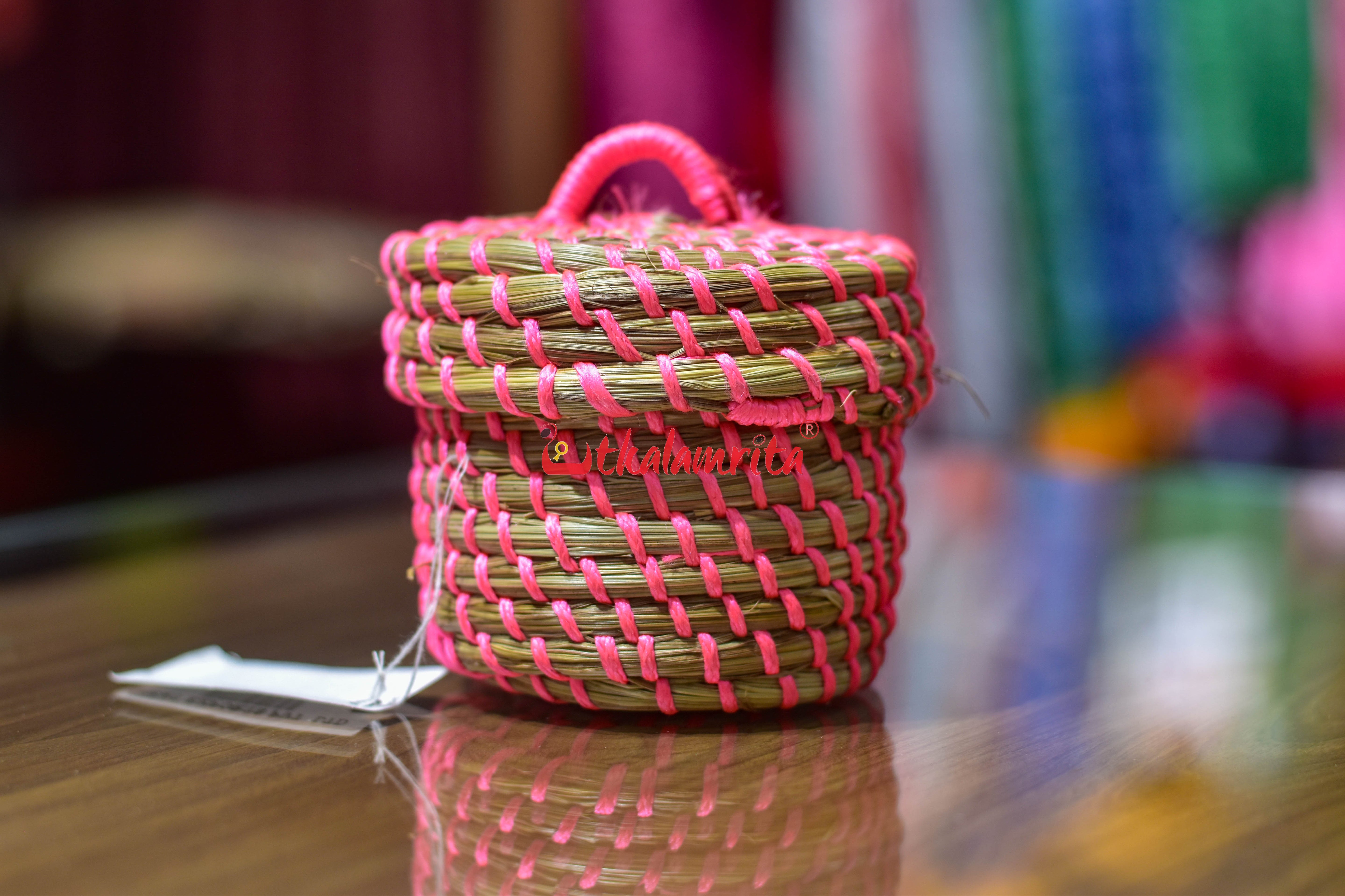 Sabai Grass Fluorescent Pink Thread Jewellery Box