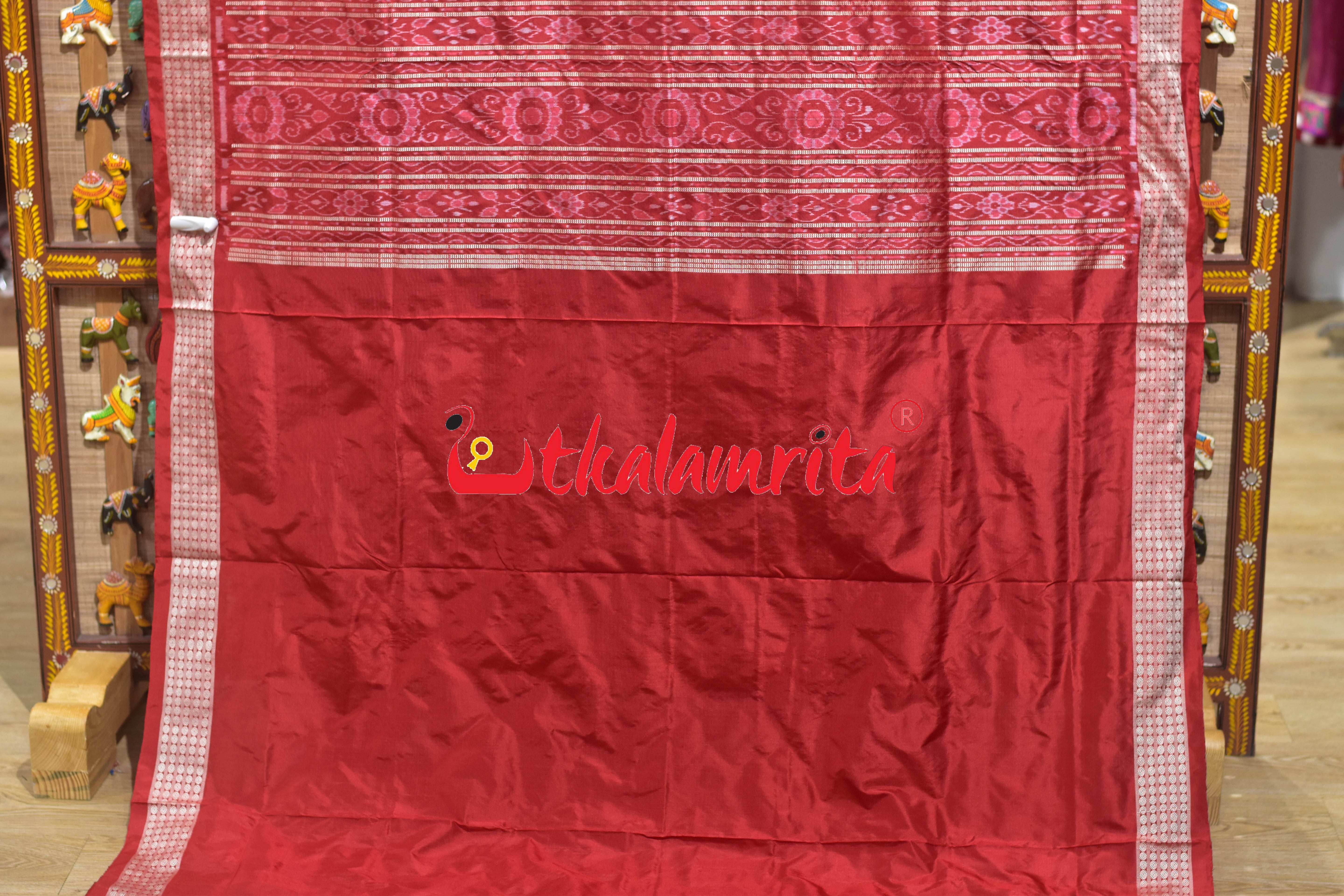 Coffee Maroon Red Dhadi Nabakothi Silk Saree