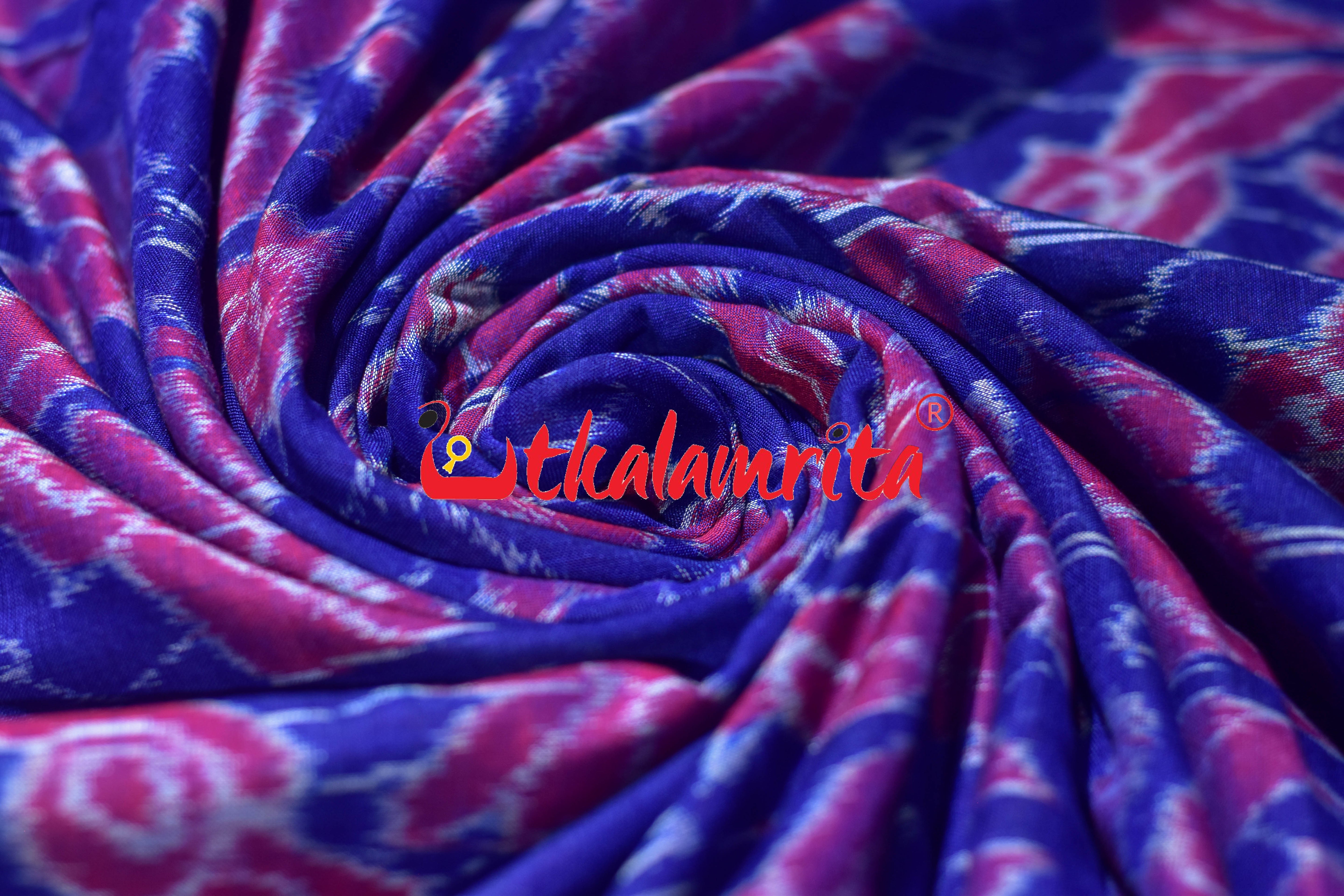 Blue Red Double Parrots Sambalpuri Cotton (Fabric)