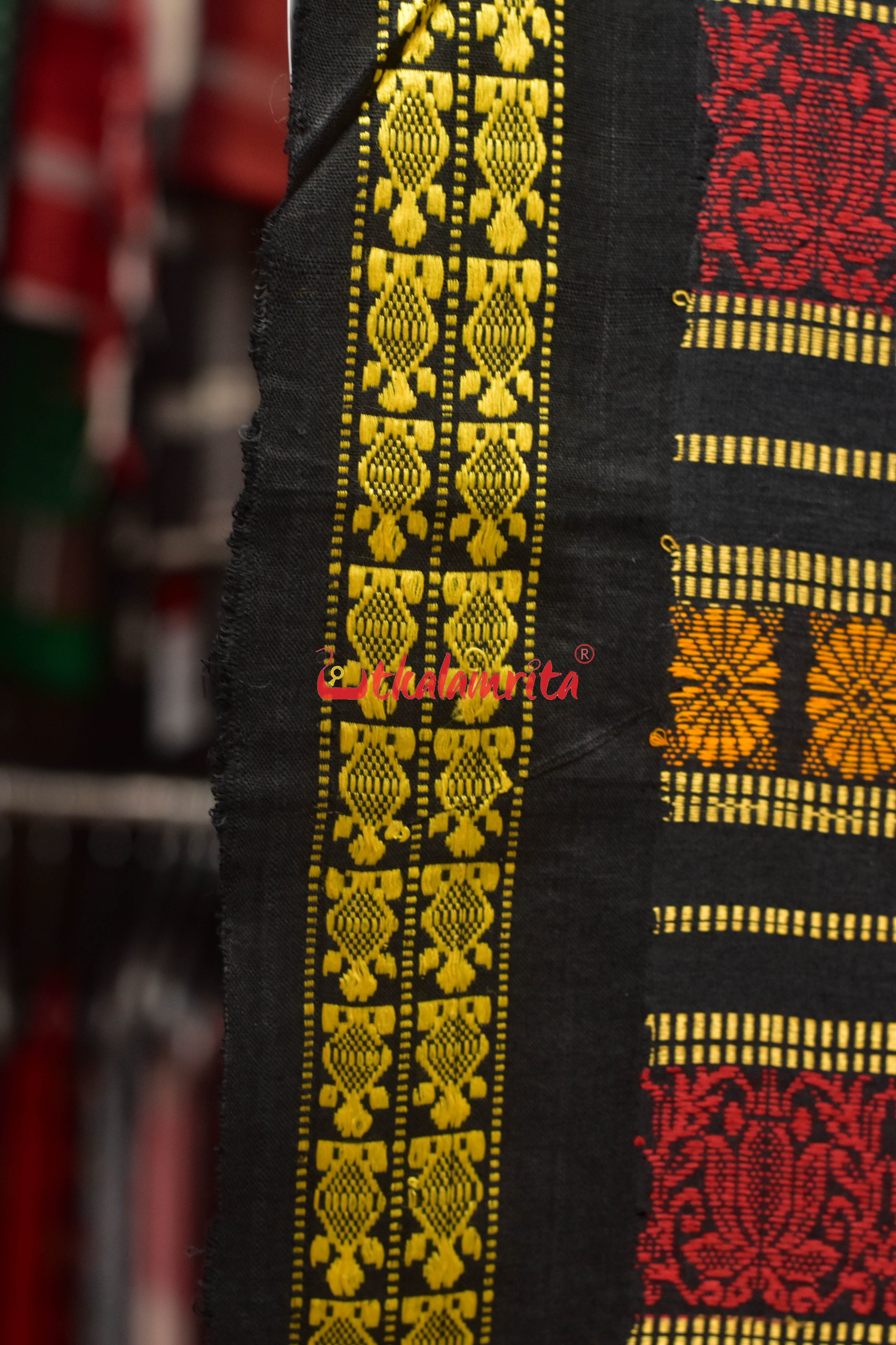Red Black Tortoise Border Jaala Anchal Tussar Saree
