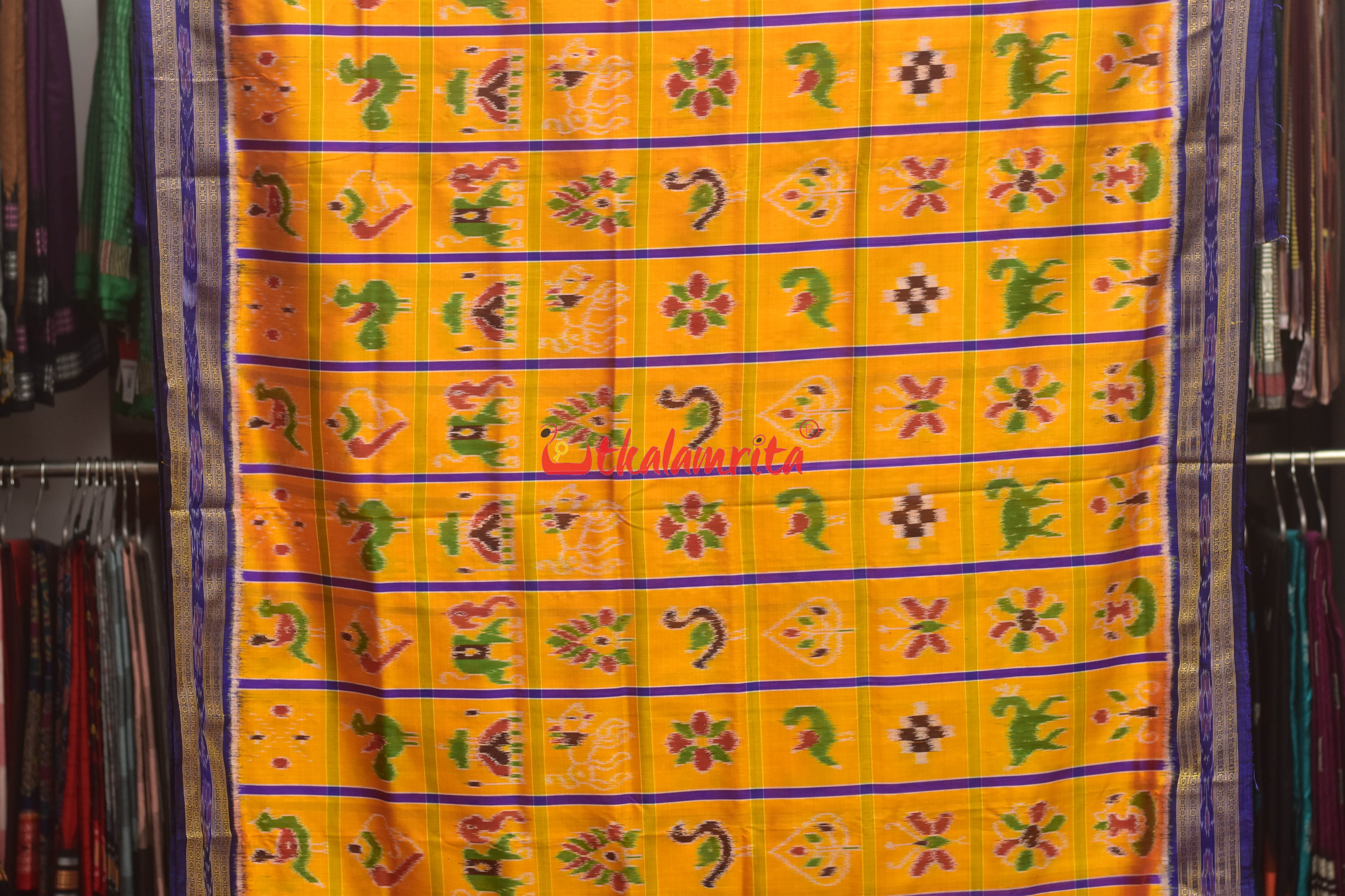 Yellow Blue Nabarangi Silk