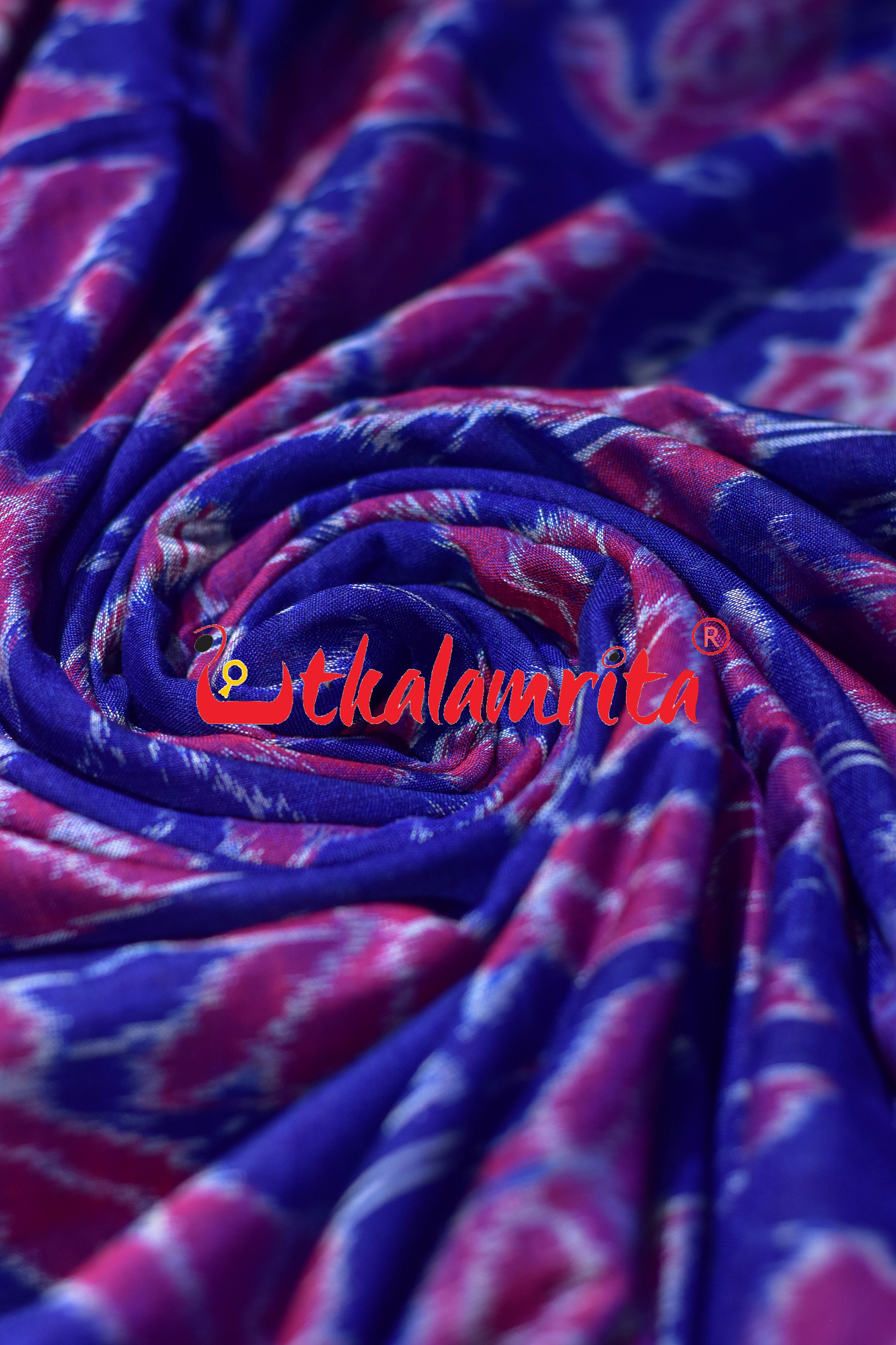 Blue Red Double Parrots Sambalpuri Cotton (Fabric)