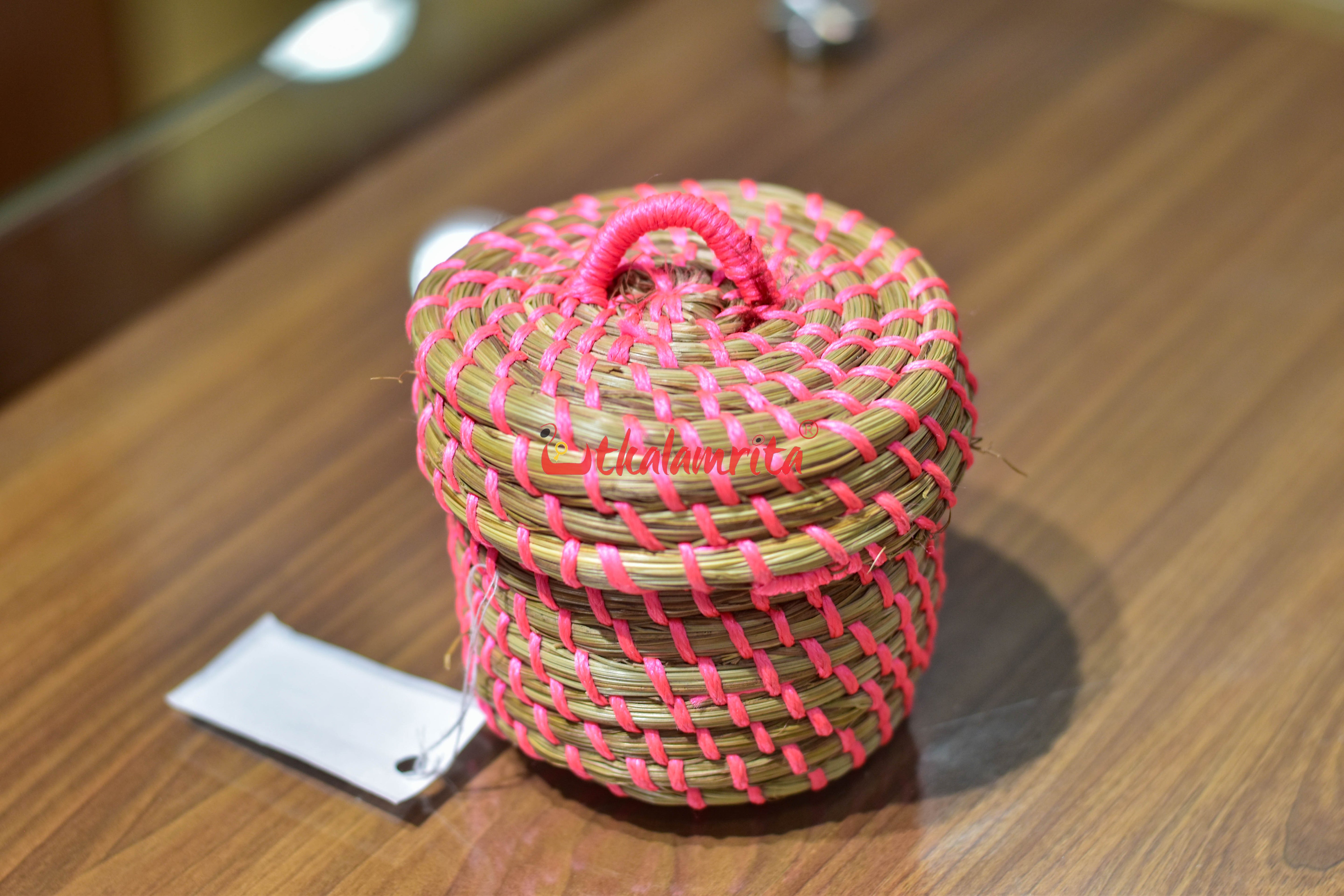 Sabai Grass Fluorescent Pink Thread Jewellery Box