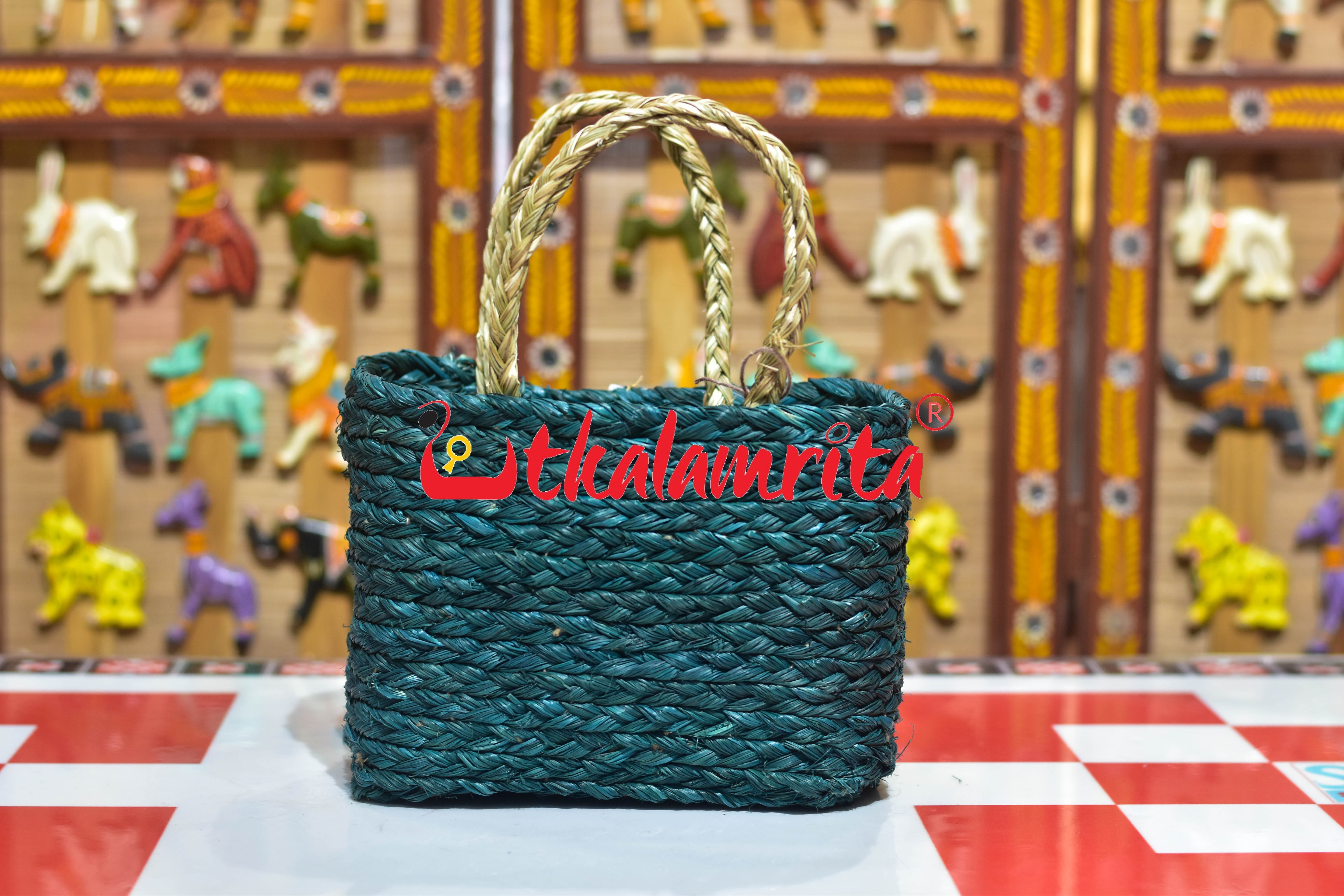 Sabai Grass Small Hamper Bag (Bottle Green)