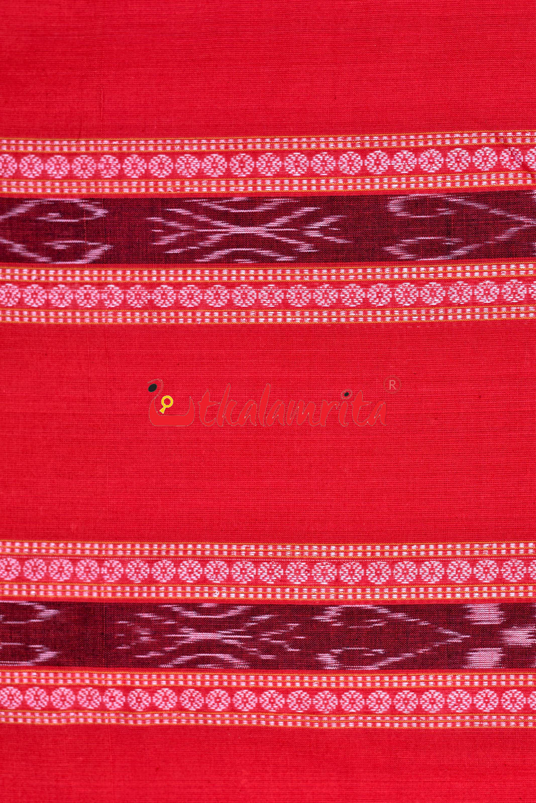 Red with Lines Ikat Border (Fabric)