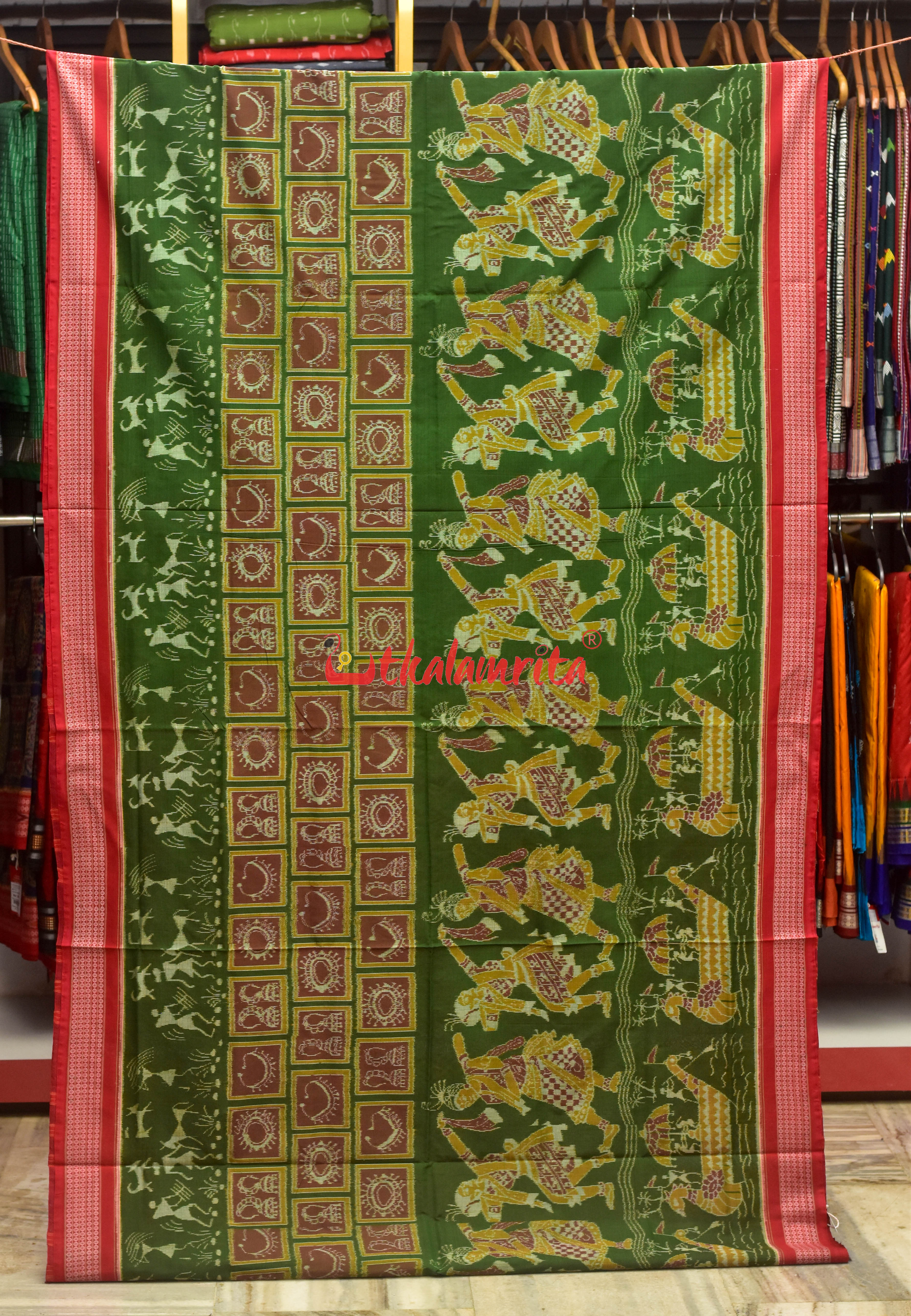Green Boita Alankar Sambalpuri Cotton Saree