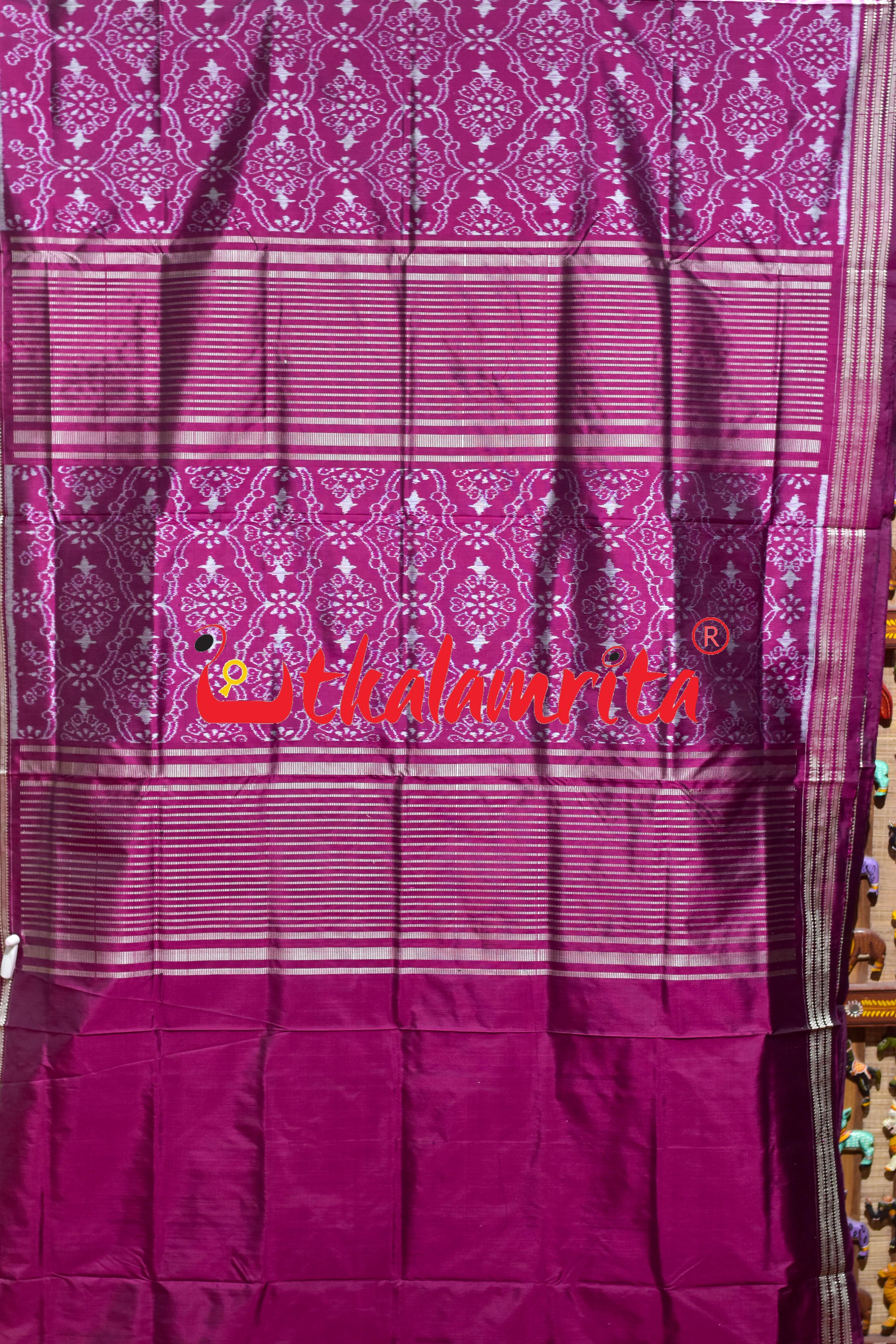 Purple Body Flower Sambalpuri Silk Saree