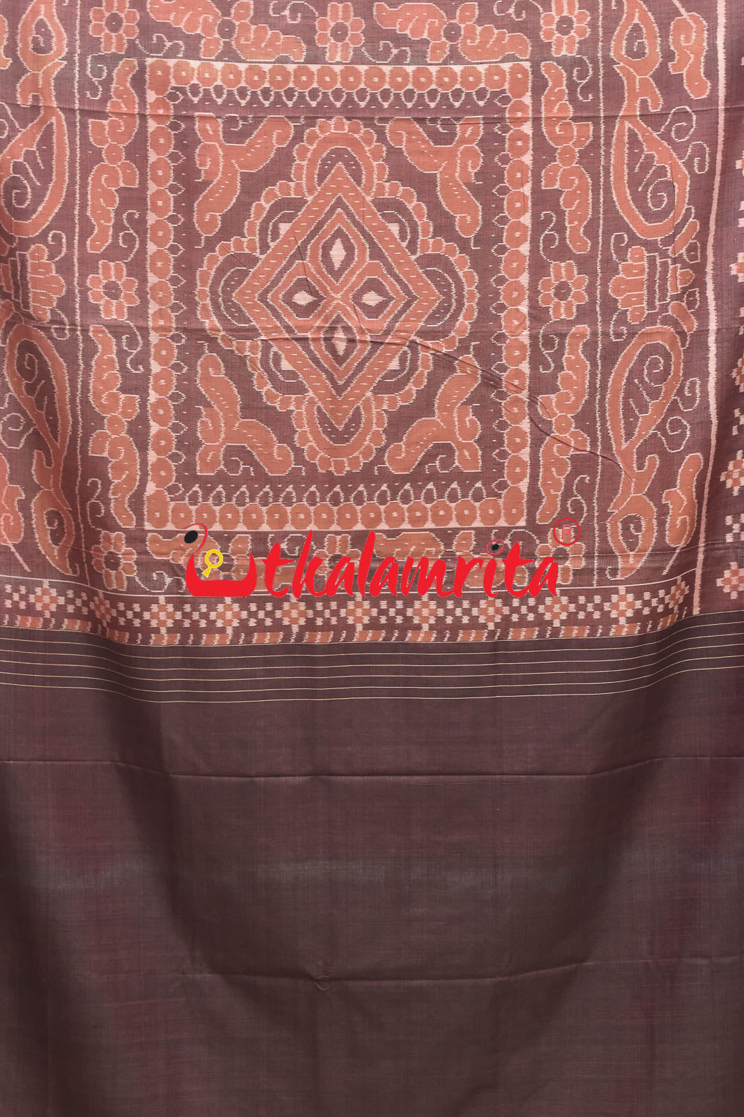 Peach Black Fine Gopalpur Tussar Saree