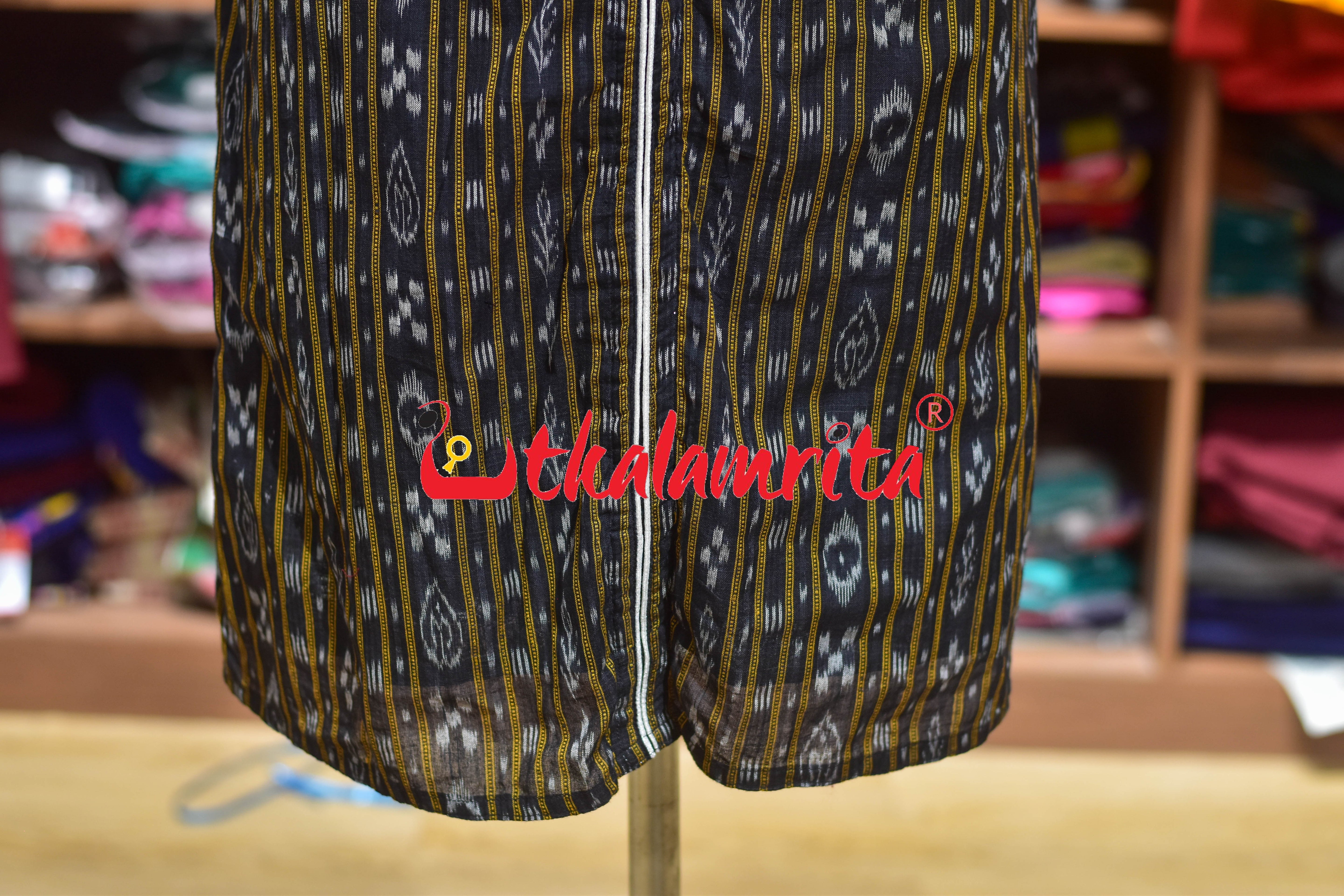 Plain Black With Ikat (Ladies Full Kurta )