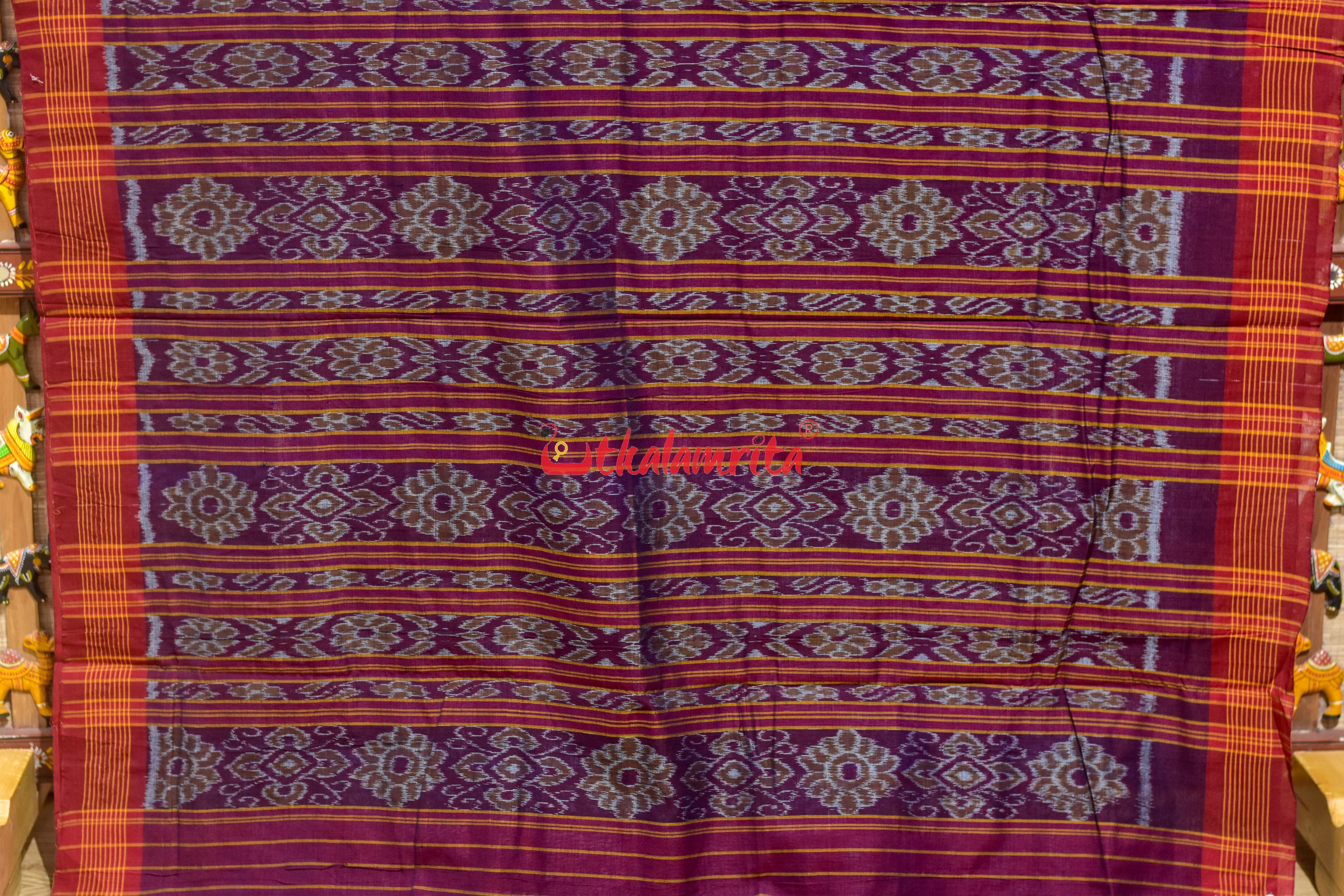 Teal Blue Body Pasapali Khandua Cotton Saree