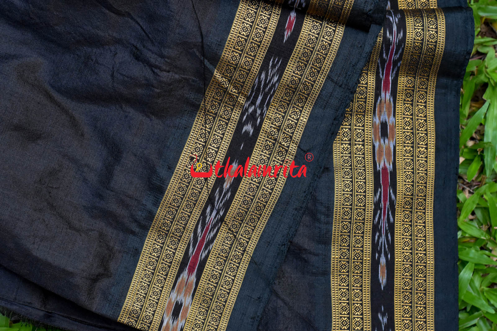 Black Bandha Border Silk (Fabric)