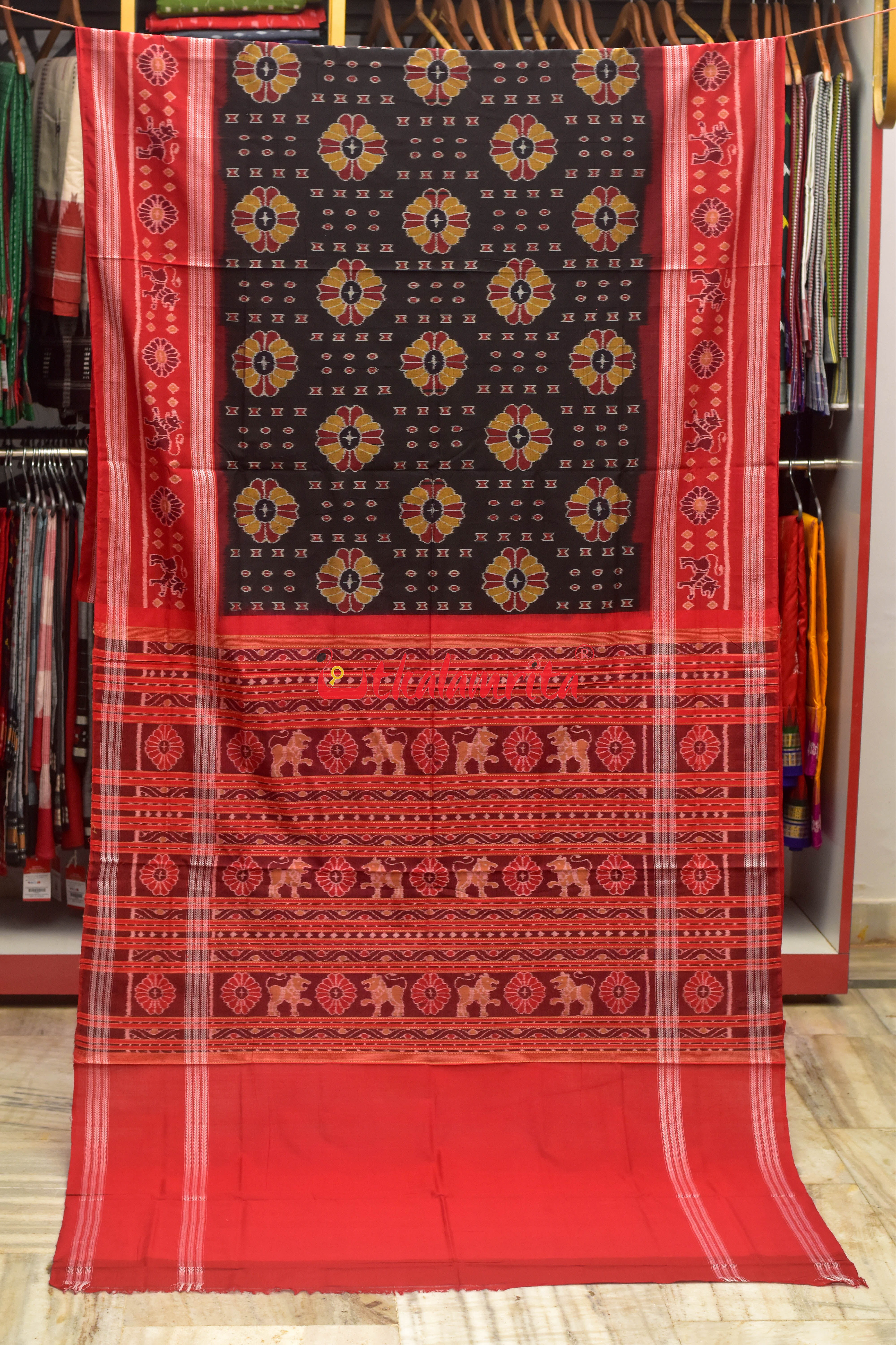 Black Baghambari Sambalpuri Cotton Saree