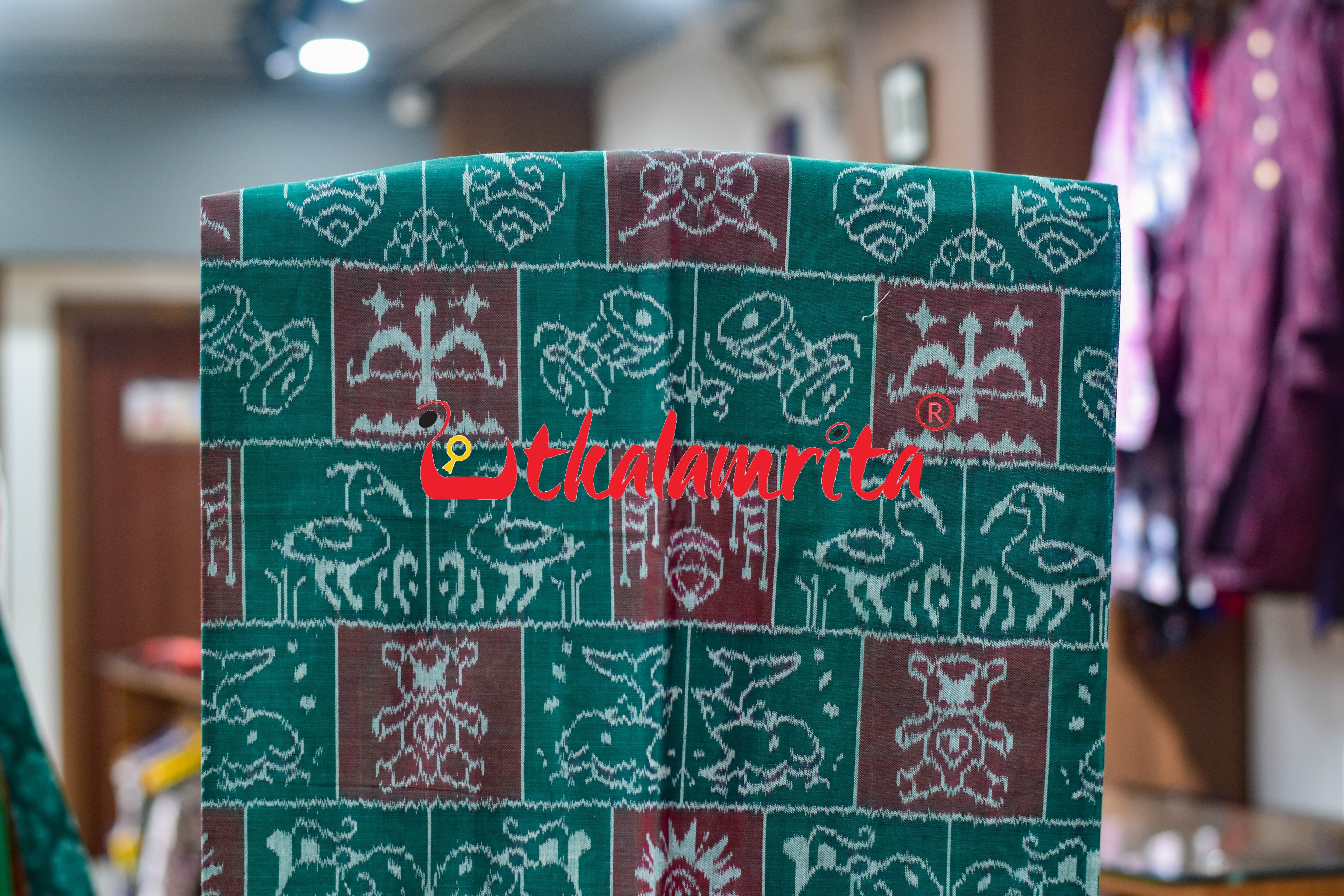 Green Red Traditional Design Sambalpuri Cotton Dress Set