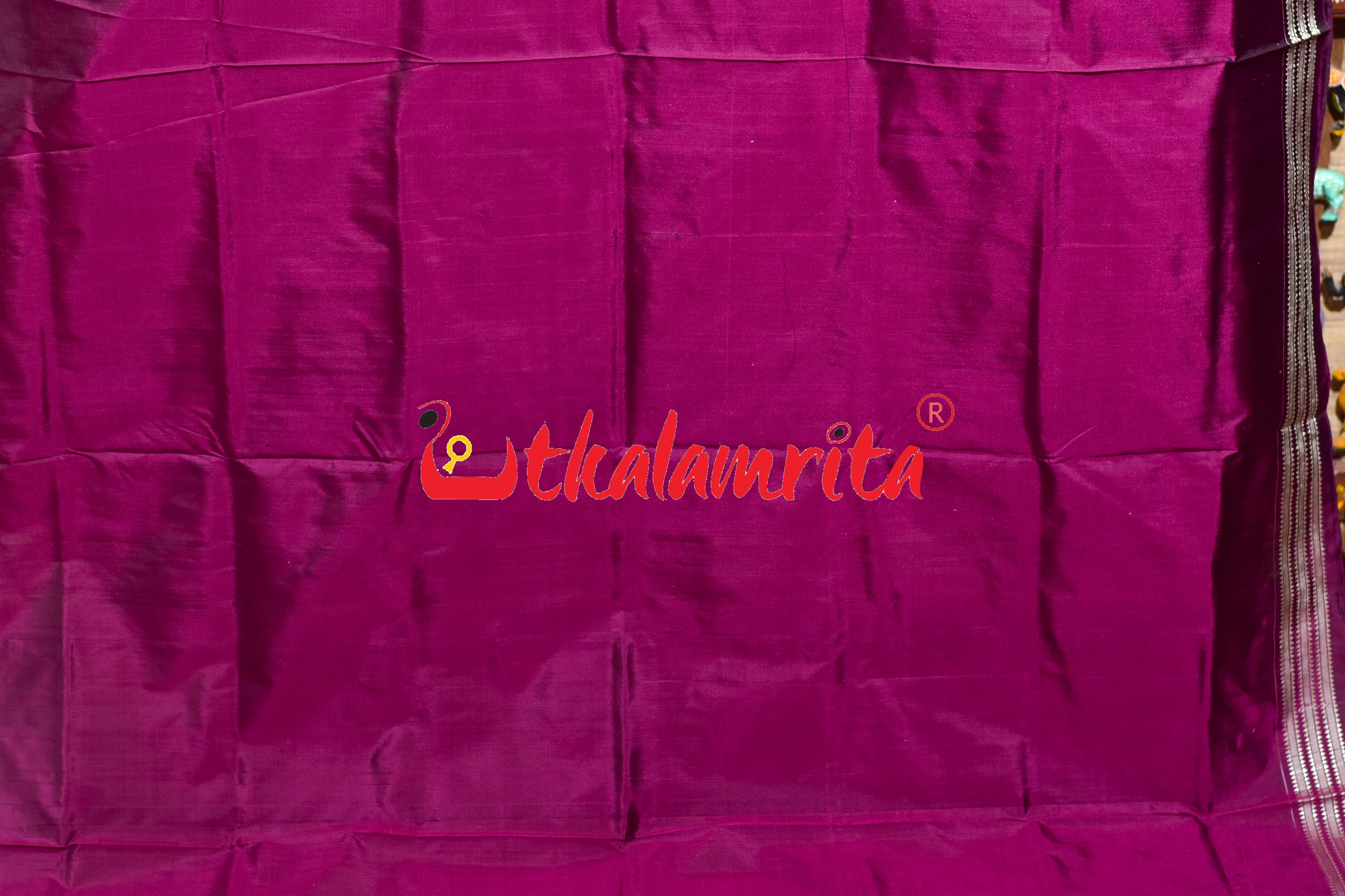Purple Body Flower Sambalpuri Silk Saree