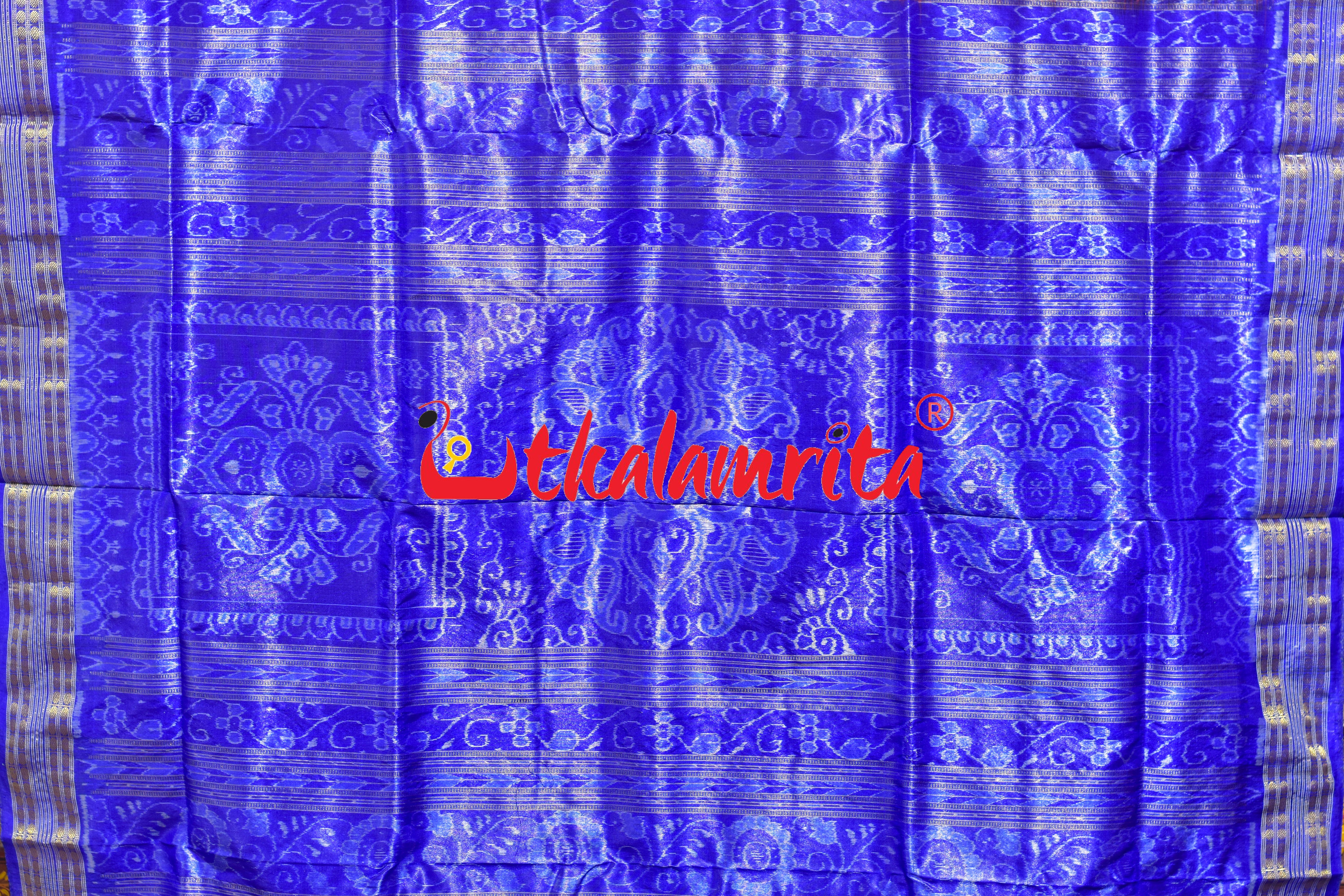Red Blue Tribal Bandha Full Tissue Sambalpuri Silk Saree