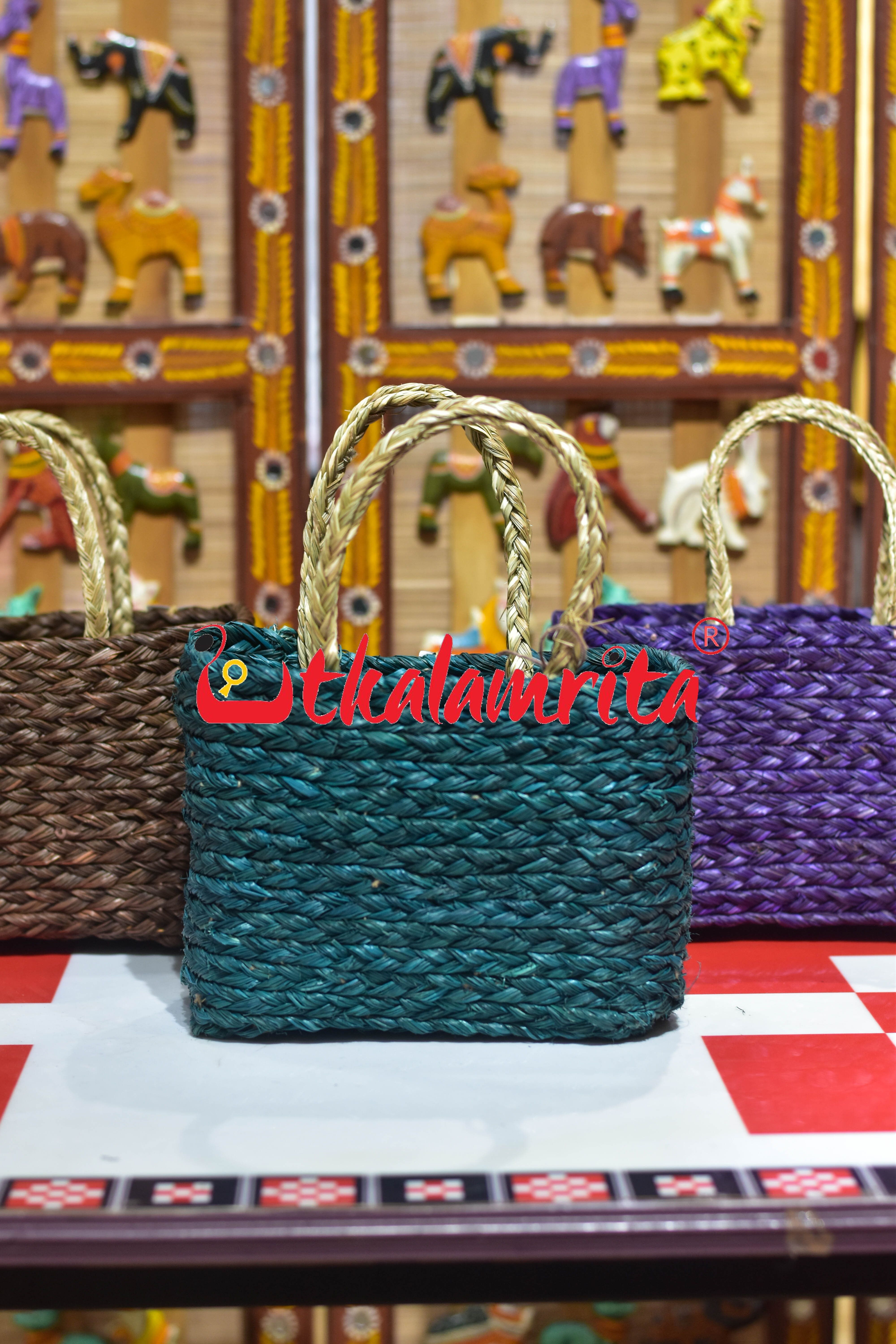 Sabai Grass Small Hamper Bag (Bottle Green)