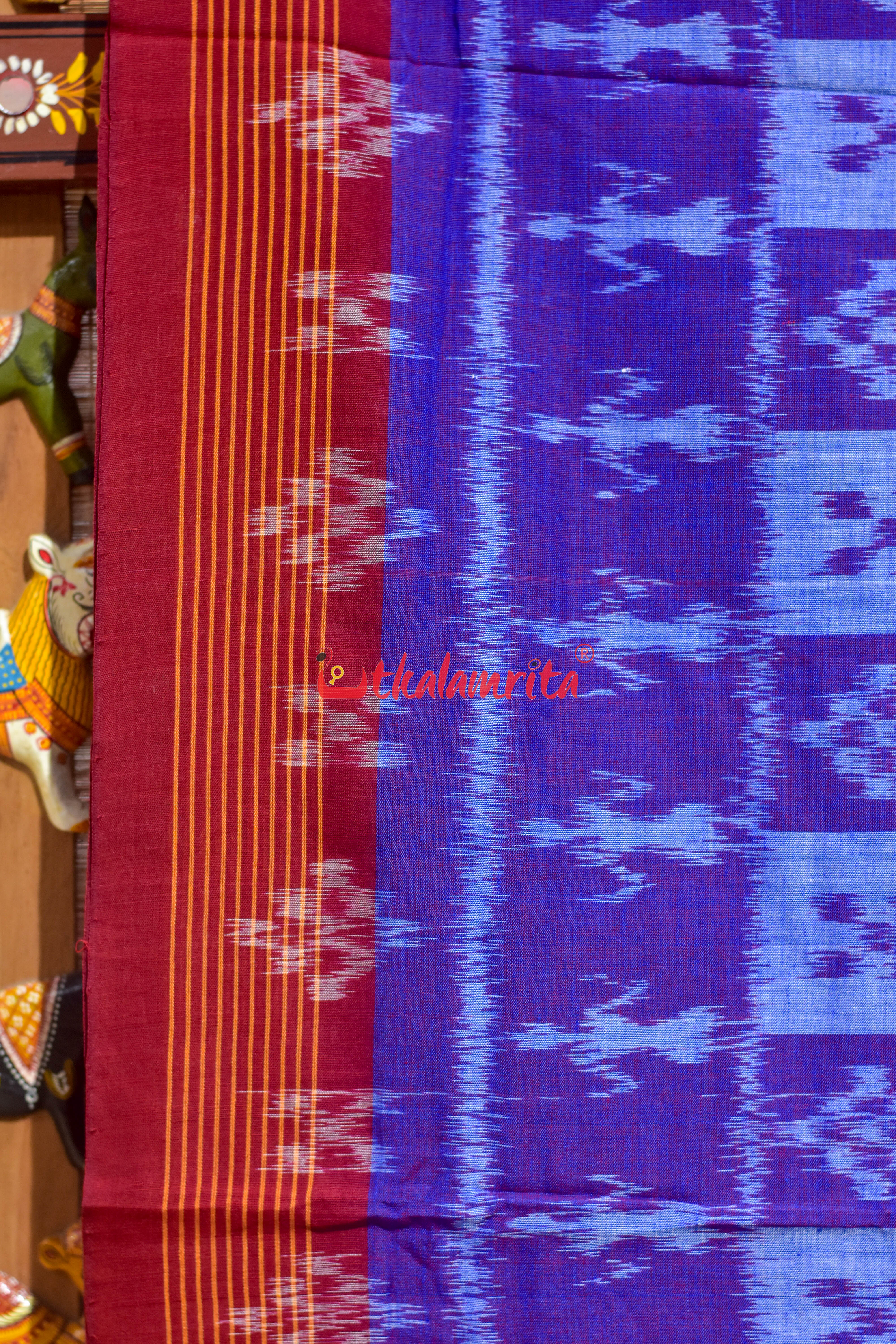 Teal Blue Body Pasapali Khandua Cotton Saree
