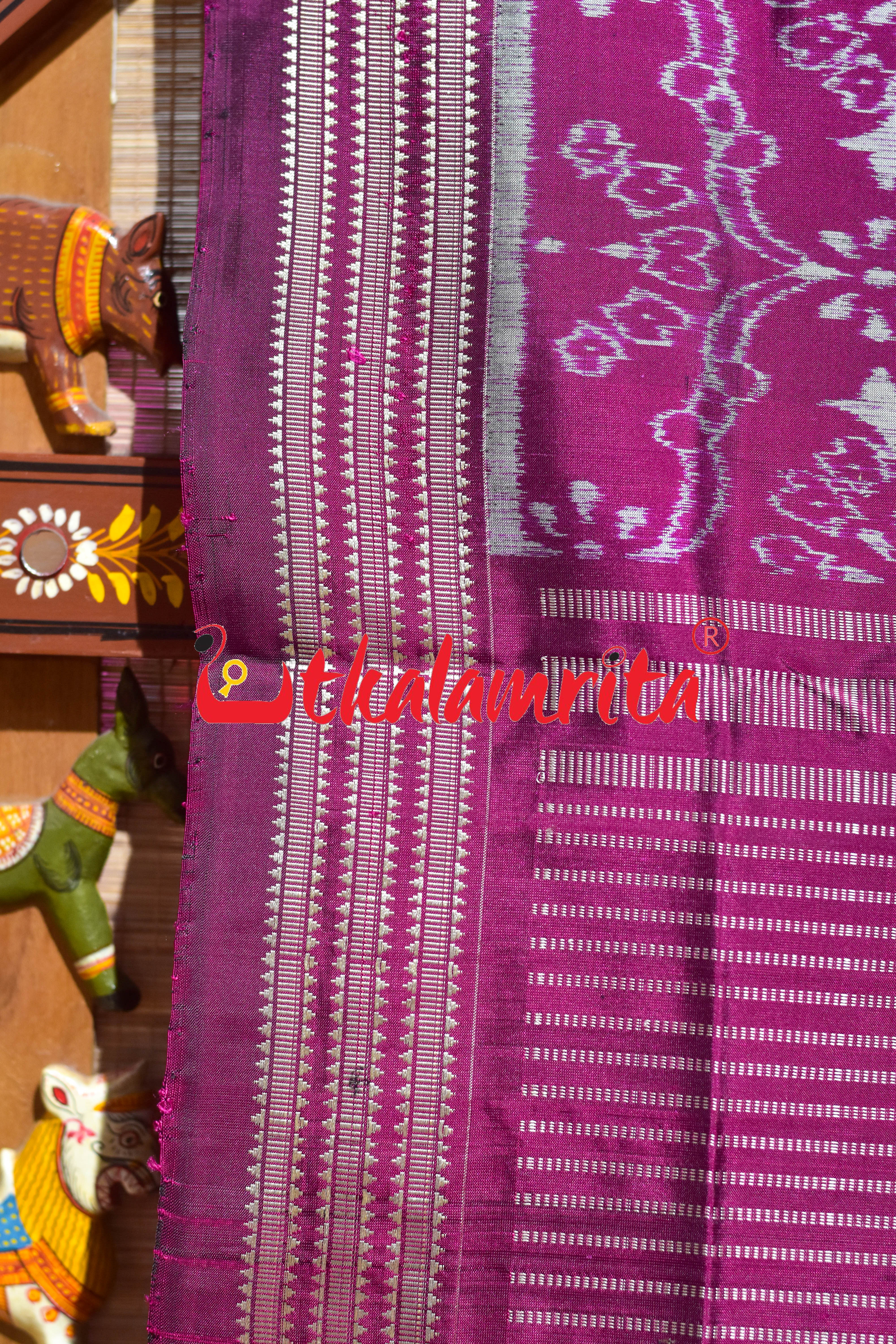 Purple Body Flower Sambalpuri Silk Saree