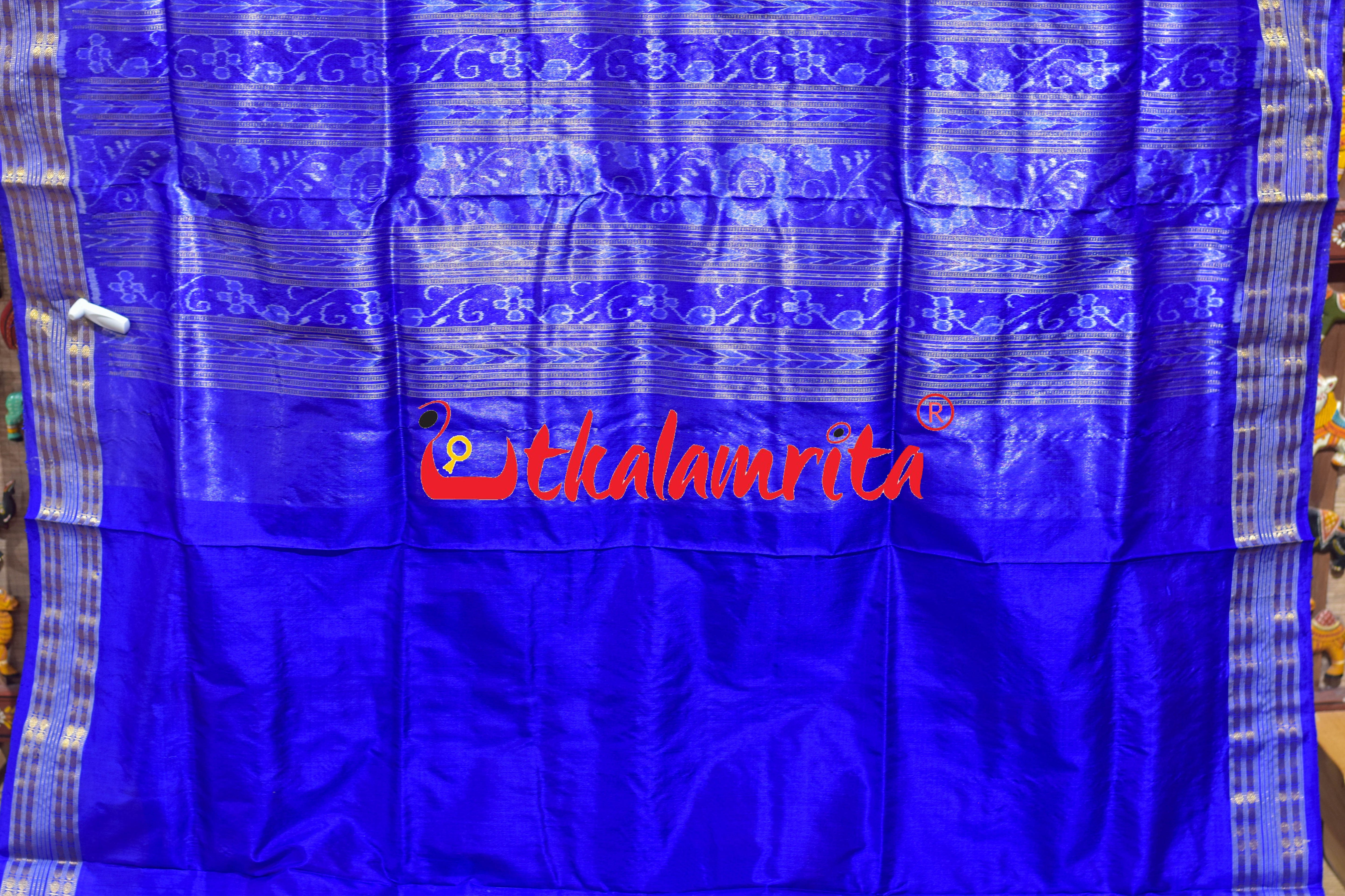 Red Blue Tribal Bandha Full Tissue Sambalpuri Silk Saree
