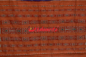 Navy Blue Orange Kadha Khandua Cotton Saree