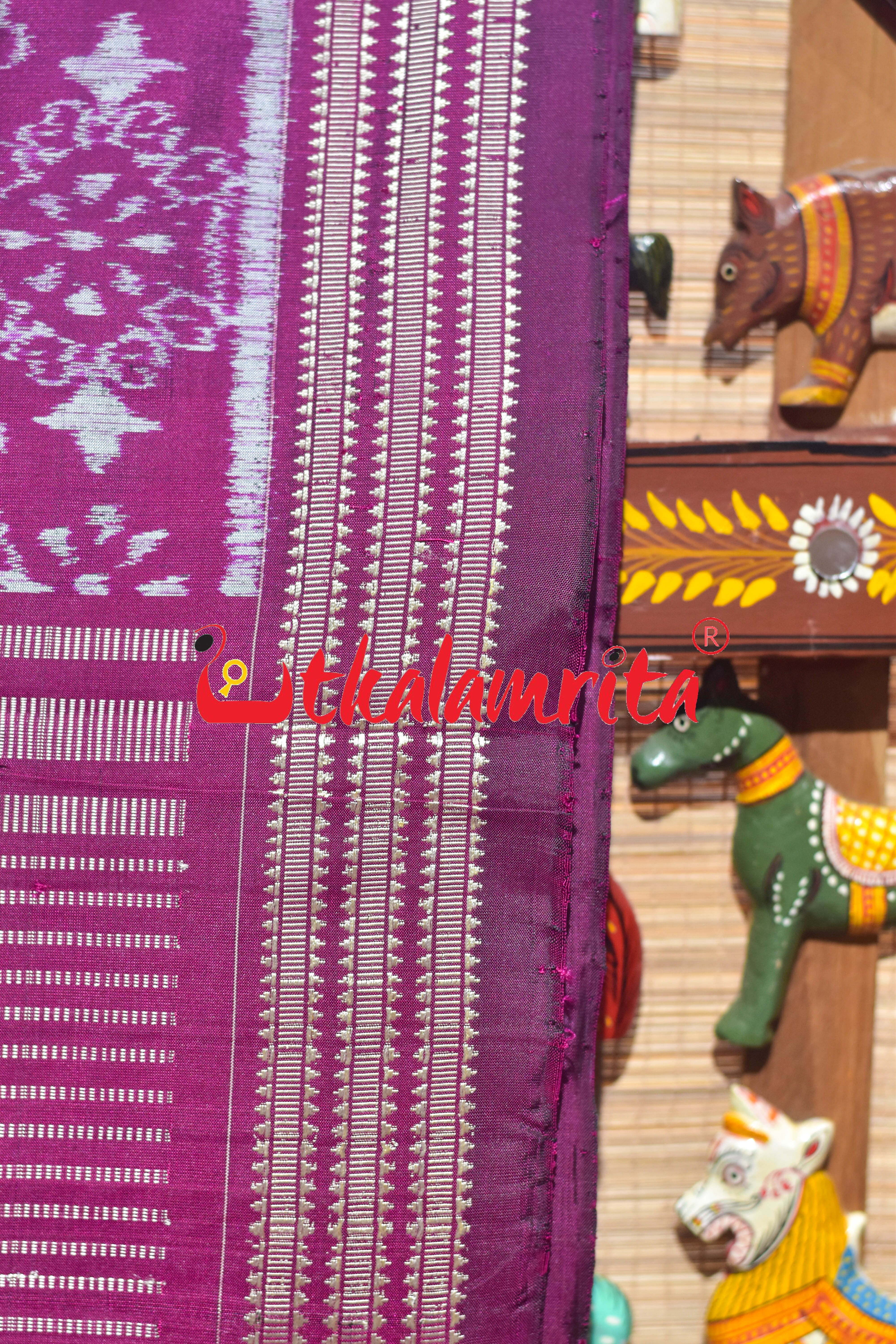 Purple Body Flower Sambalpuri Silk Saree