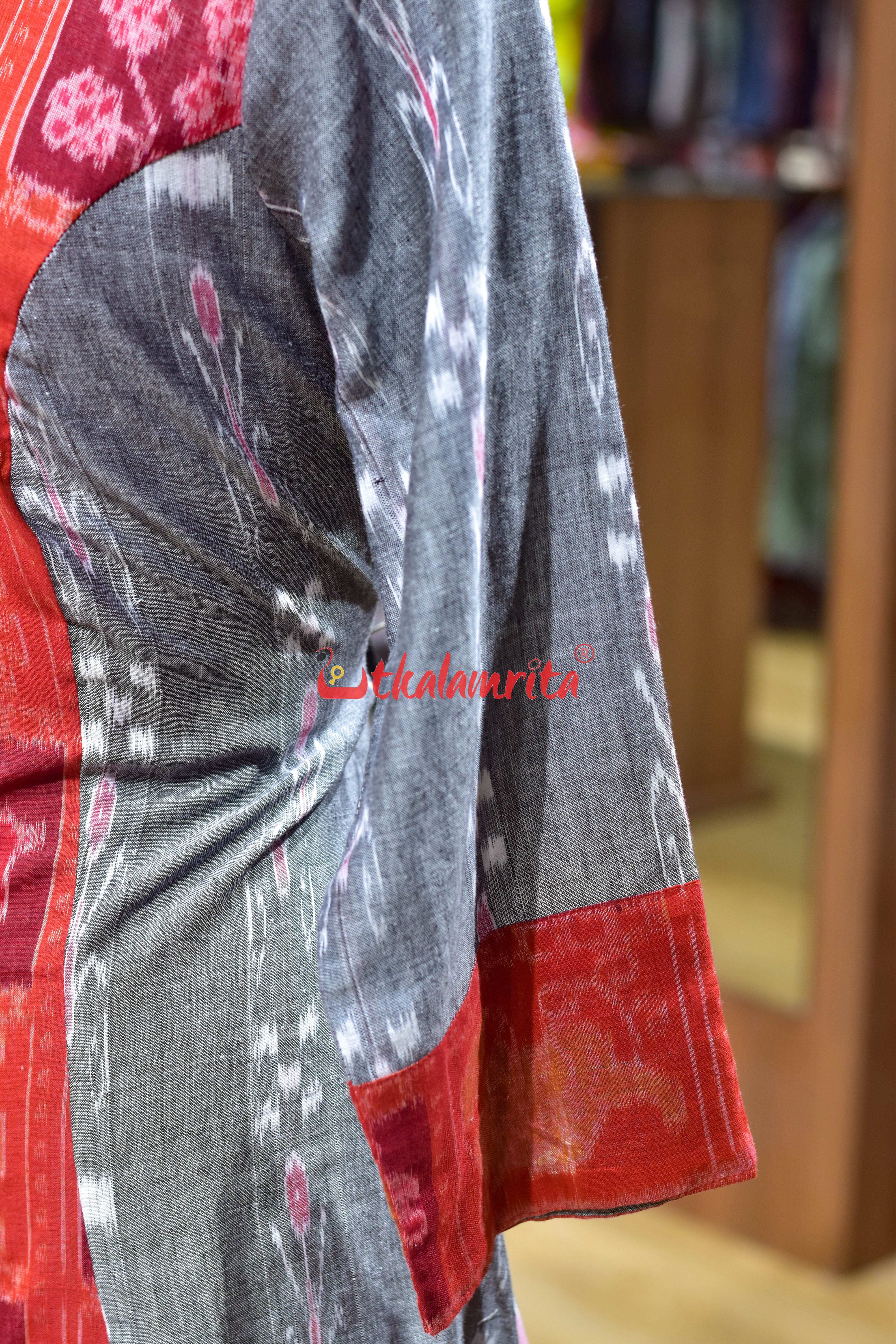 Grey Pasapali Kadha With Nabakothi Middle Design (Ladies Long Kurta)