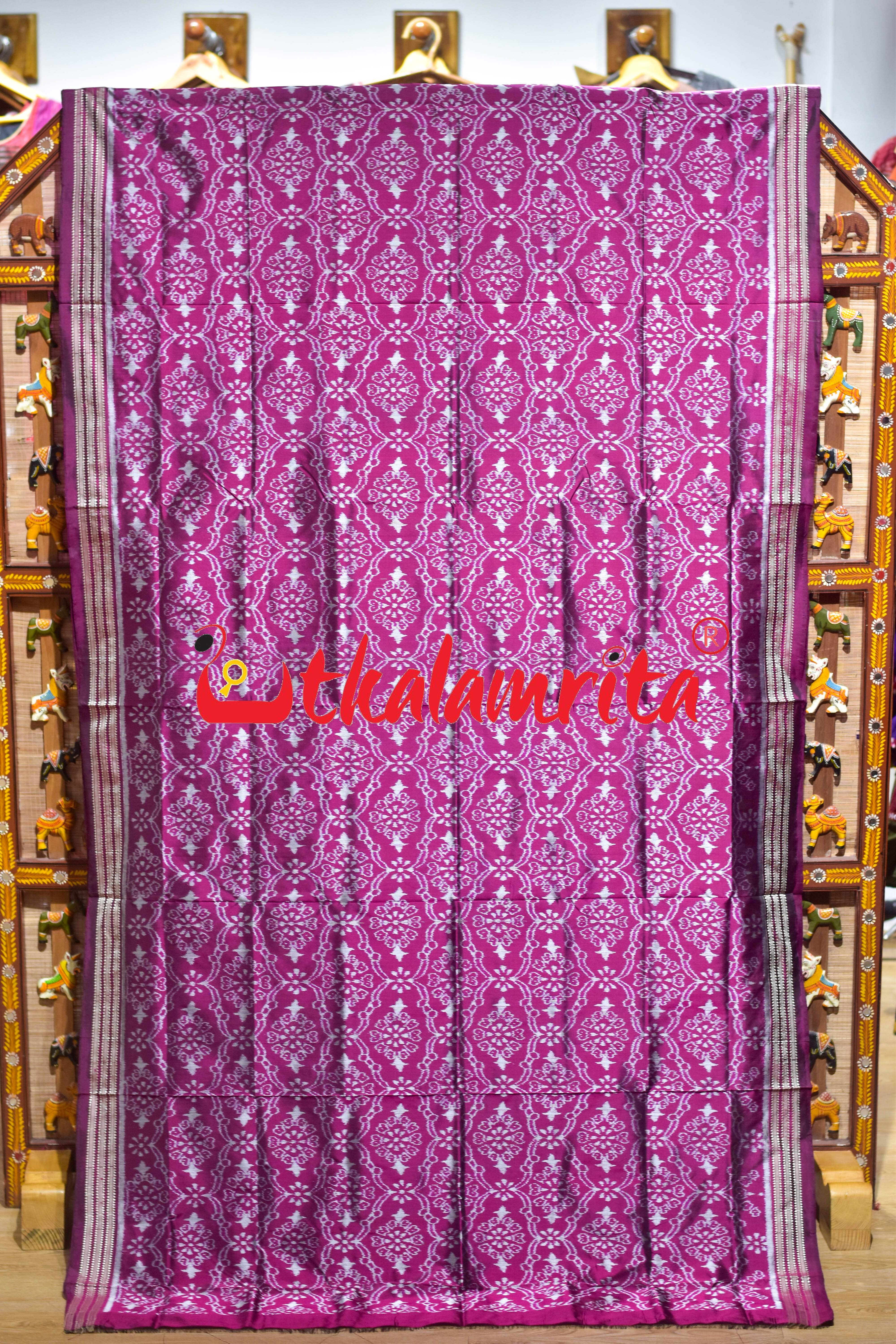 Purple Body Flower Sambalpuri Silk Saree