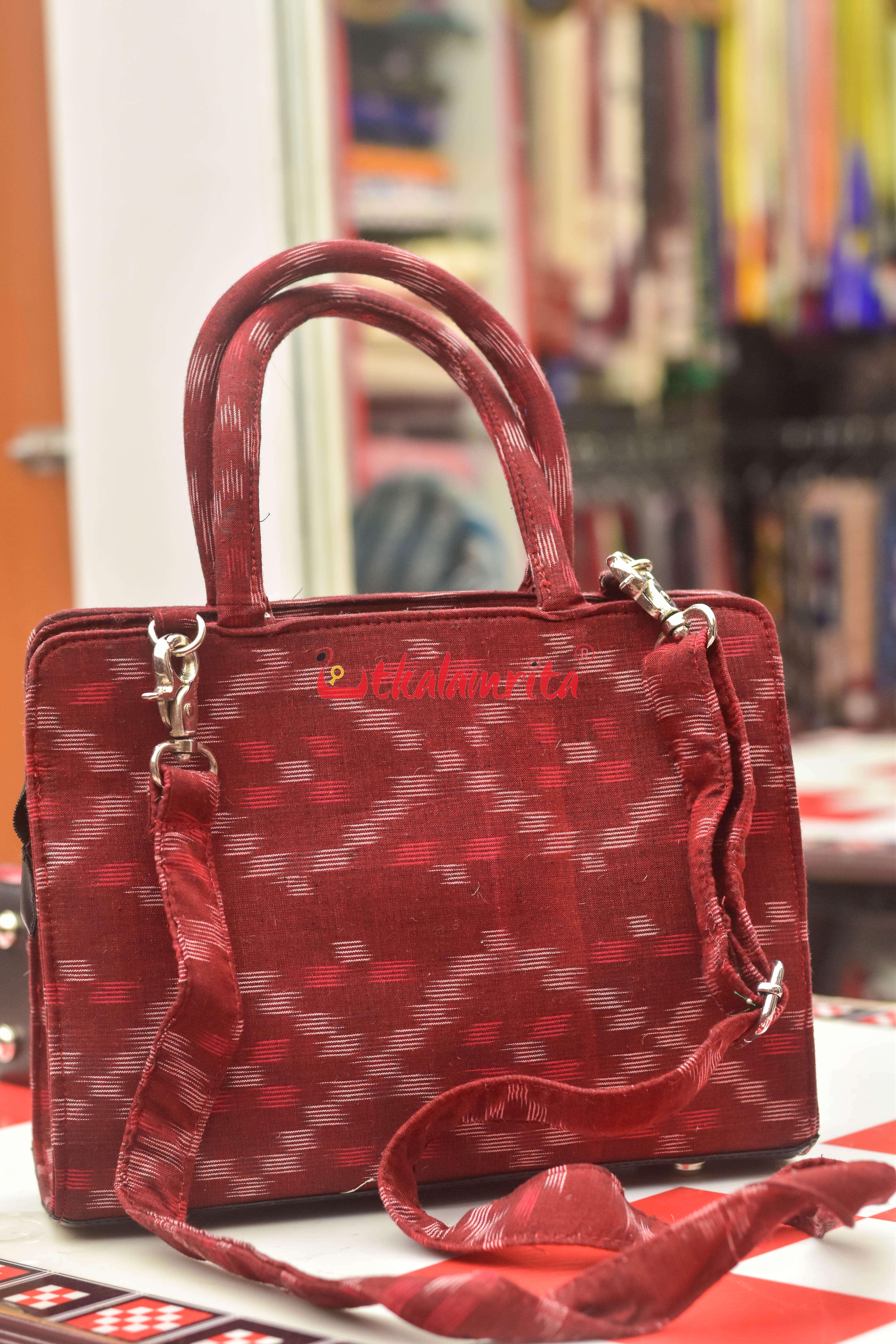 Maroon Kothi Pasapali Tote Bag