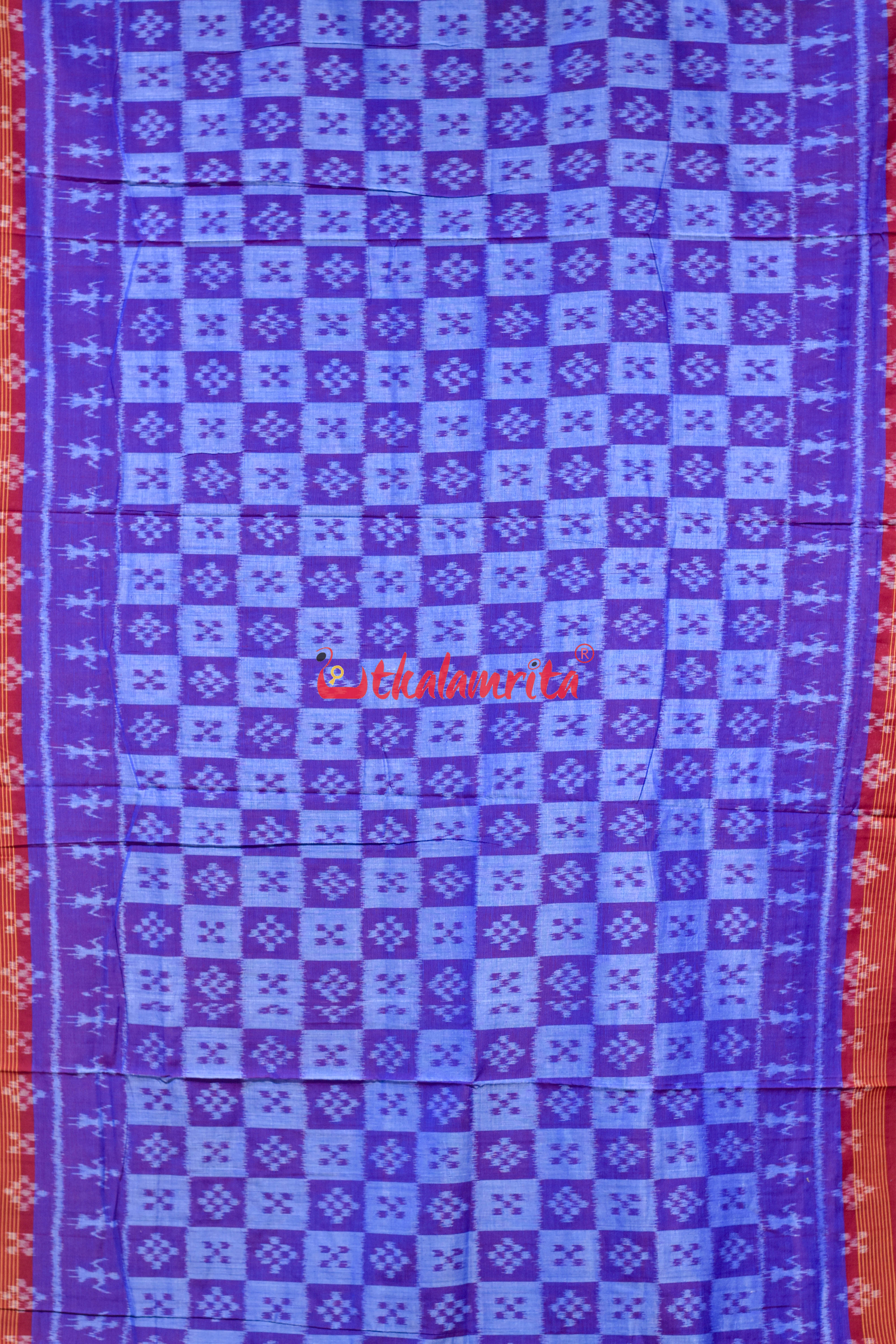 Teal Blue Body Pasapali Khandua Cotton Saree