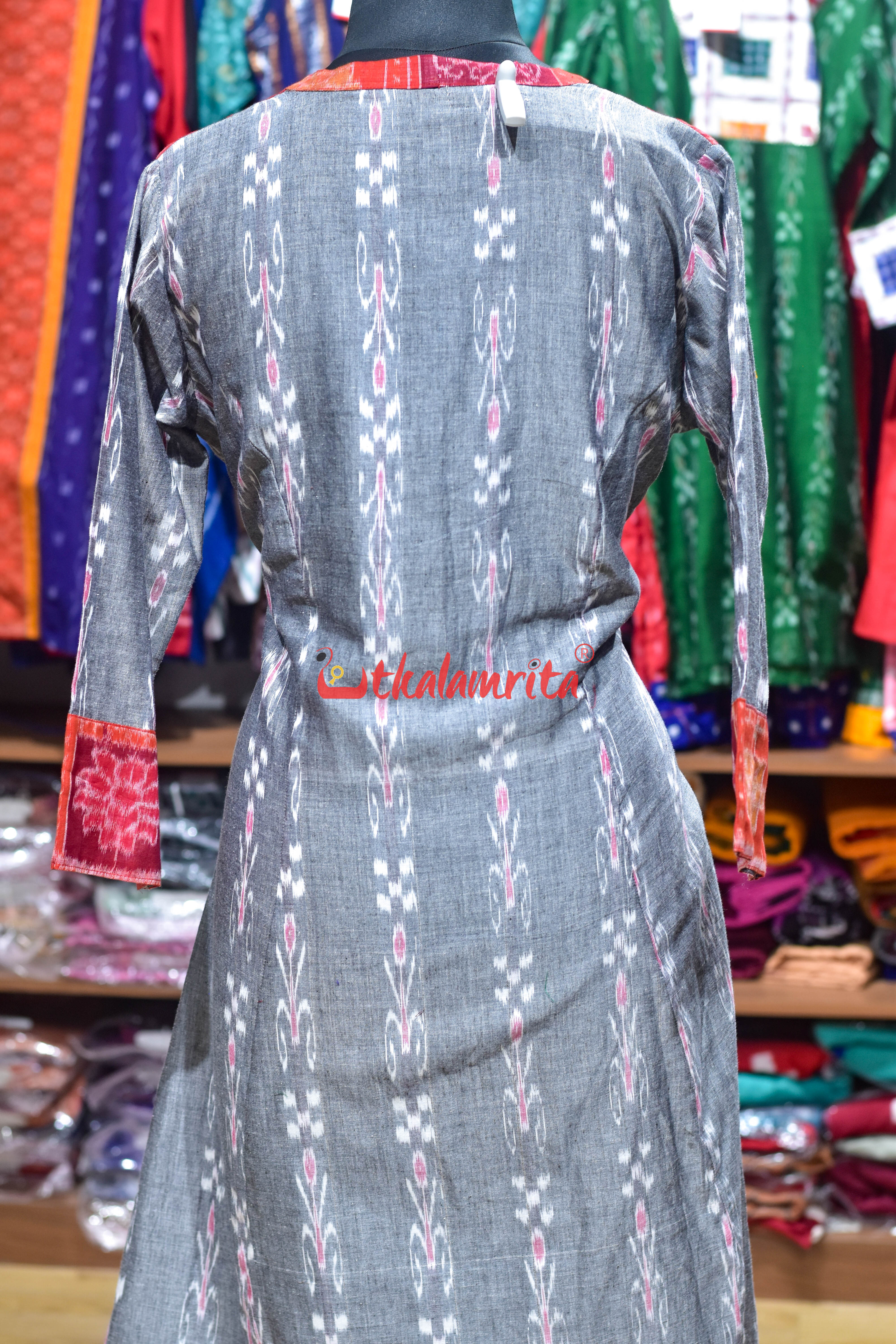 Grey Pasapali Kadha With Nabakothi Middle Design (Ladies Long Kurta)