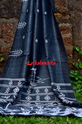 Black Original Ganjam Tussar Silk Saree