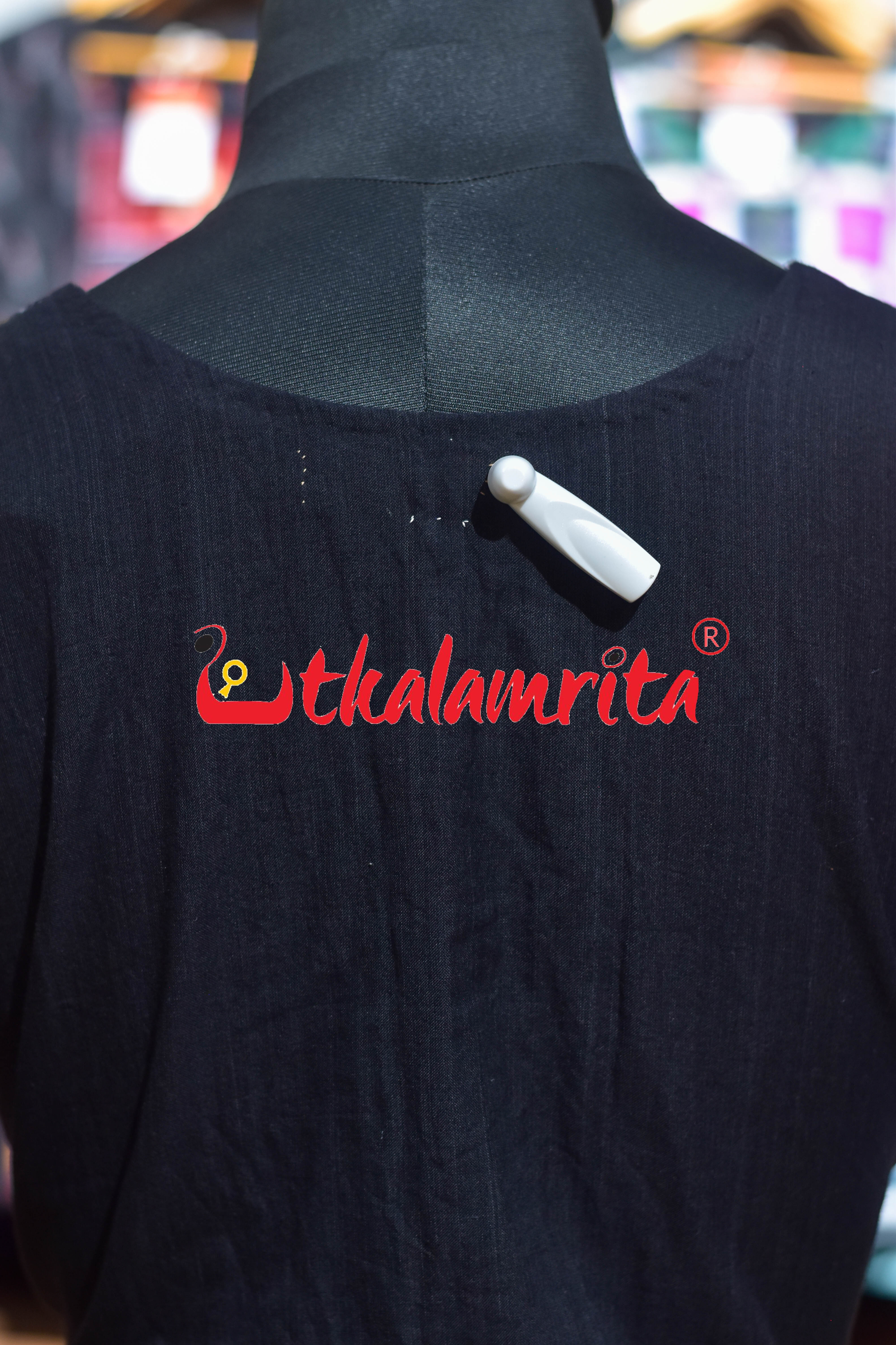 Plain Black With Ikat (Ladies Full Kurta )