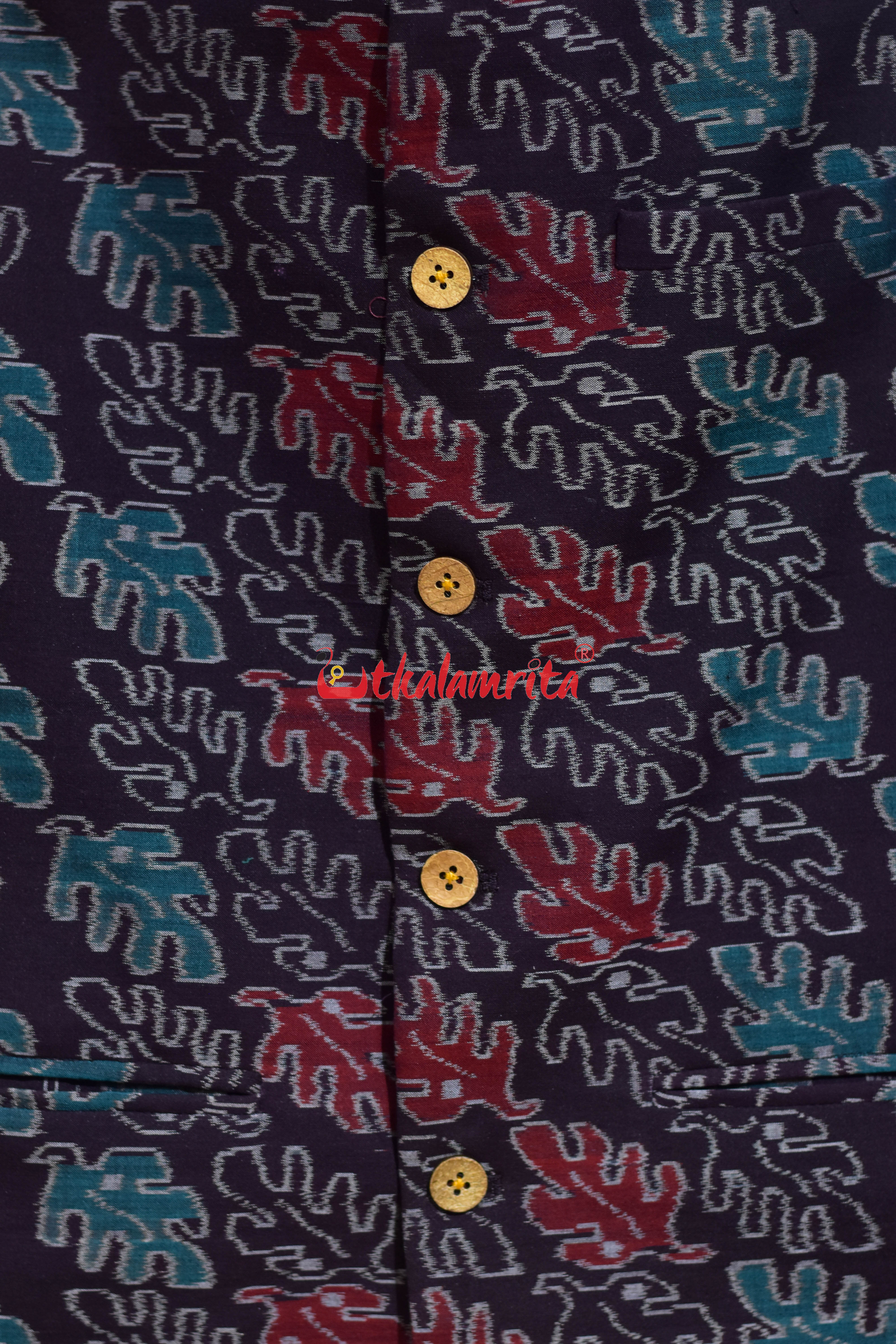 Coffee 3D Leafs Sambalpuri (Men's Jacket)