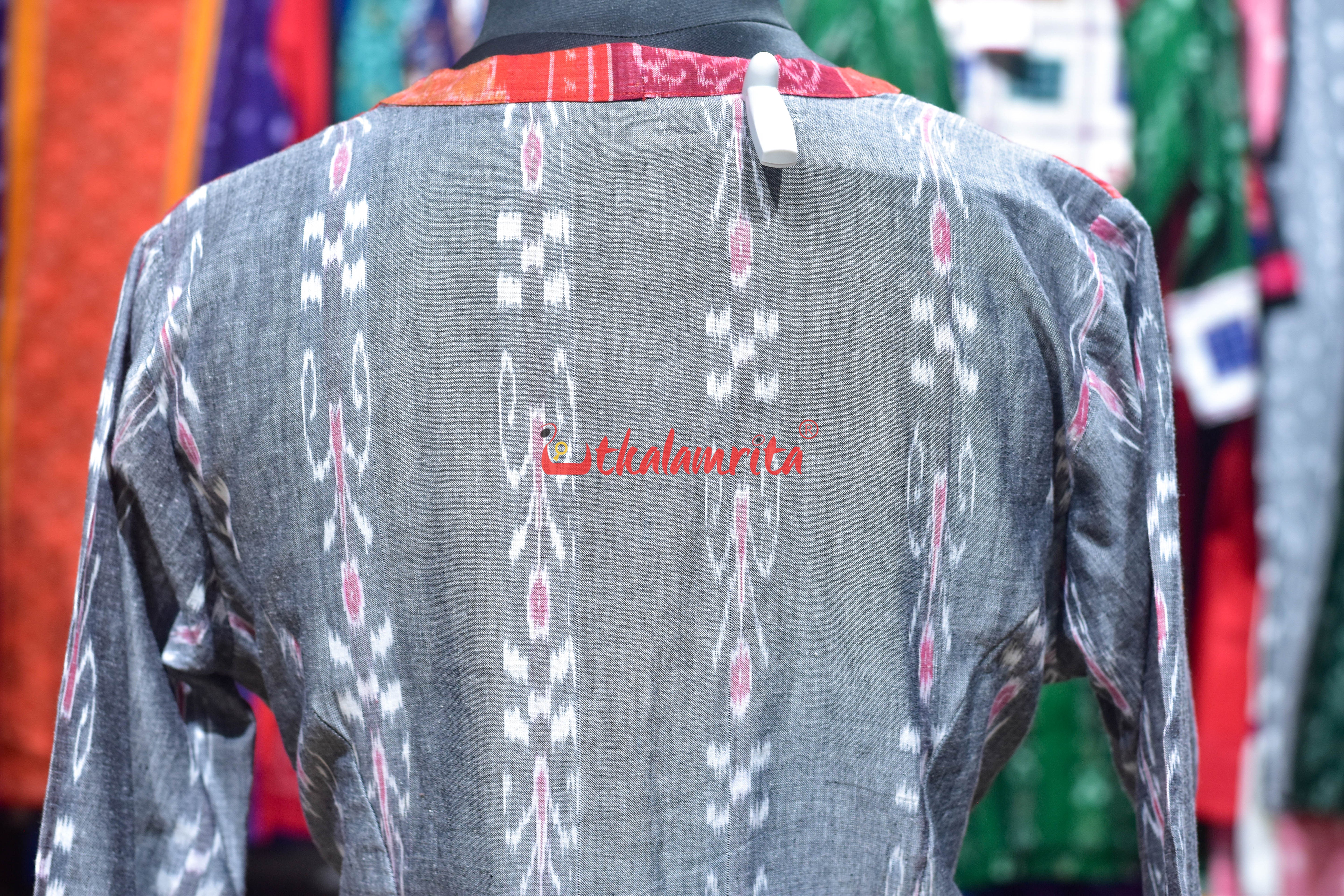 Grey Pasapali Kadha With Nabakothi Middle Design (Ladies Long Kurta)
