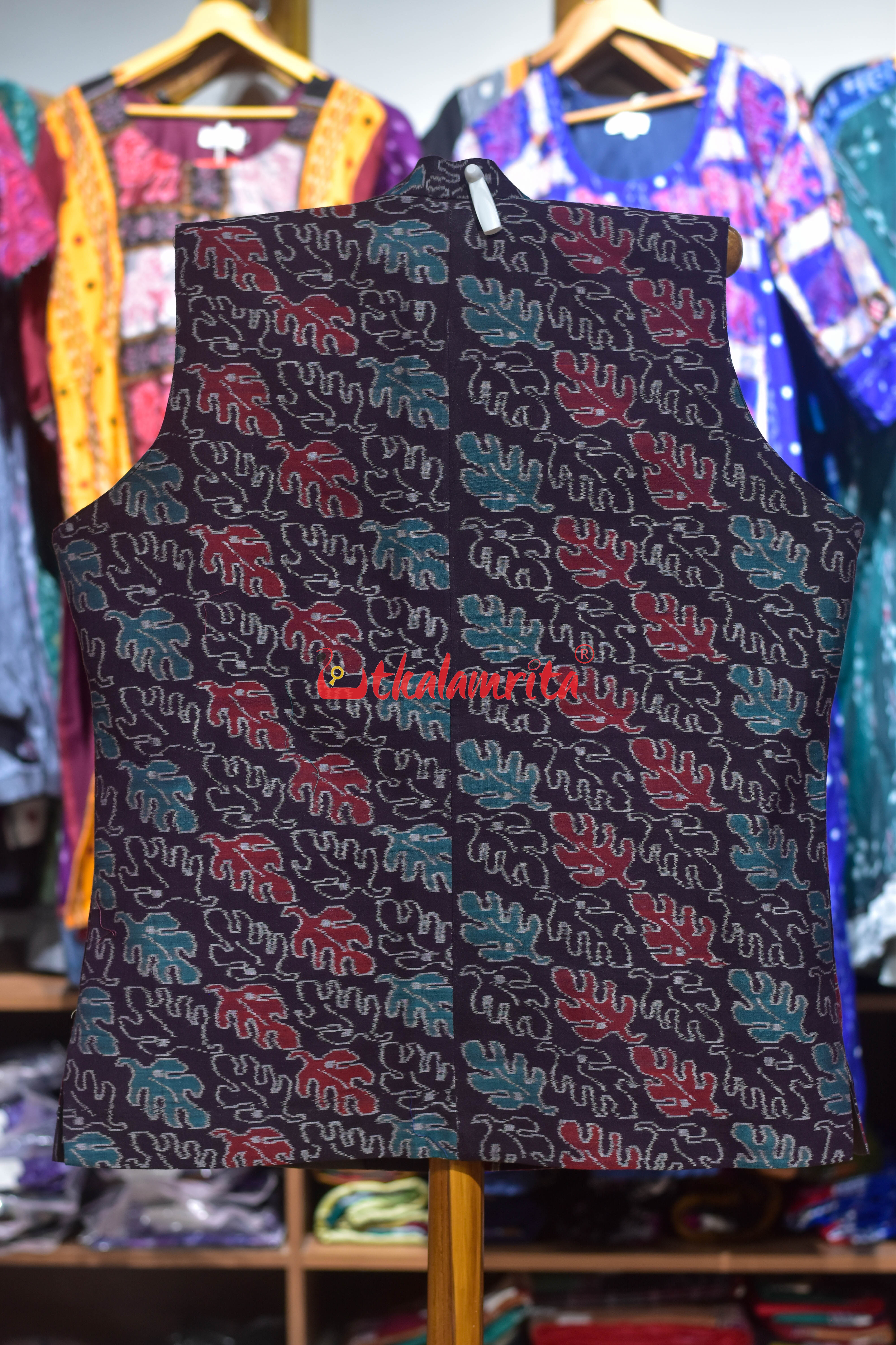 Coffee 3D Leafs Sambalpuri (Men's Jacket)