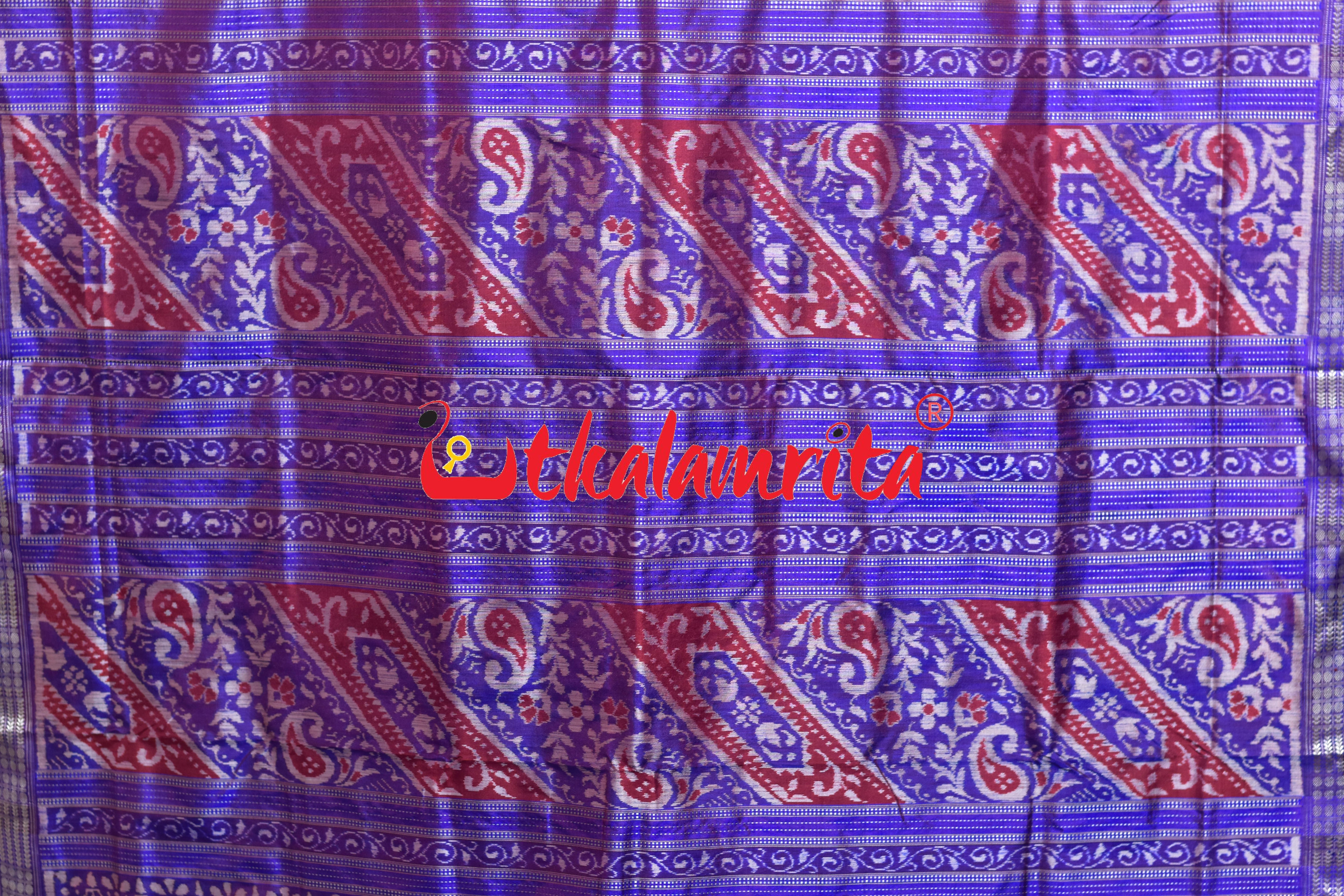 Ice Blue Sambalpuri Bandha Silk Saree