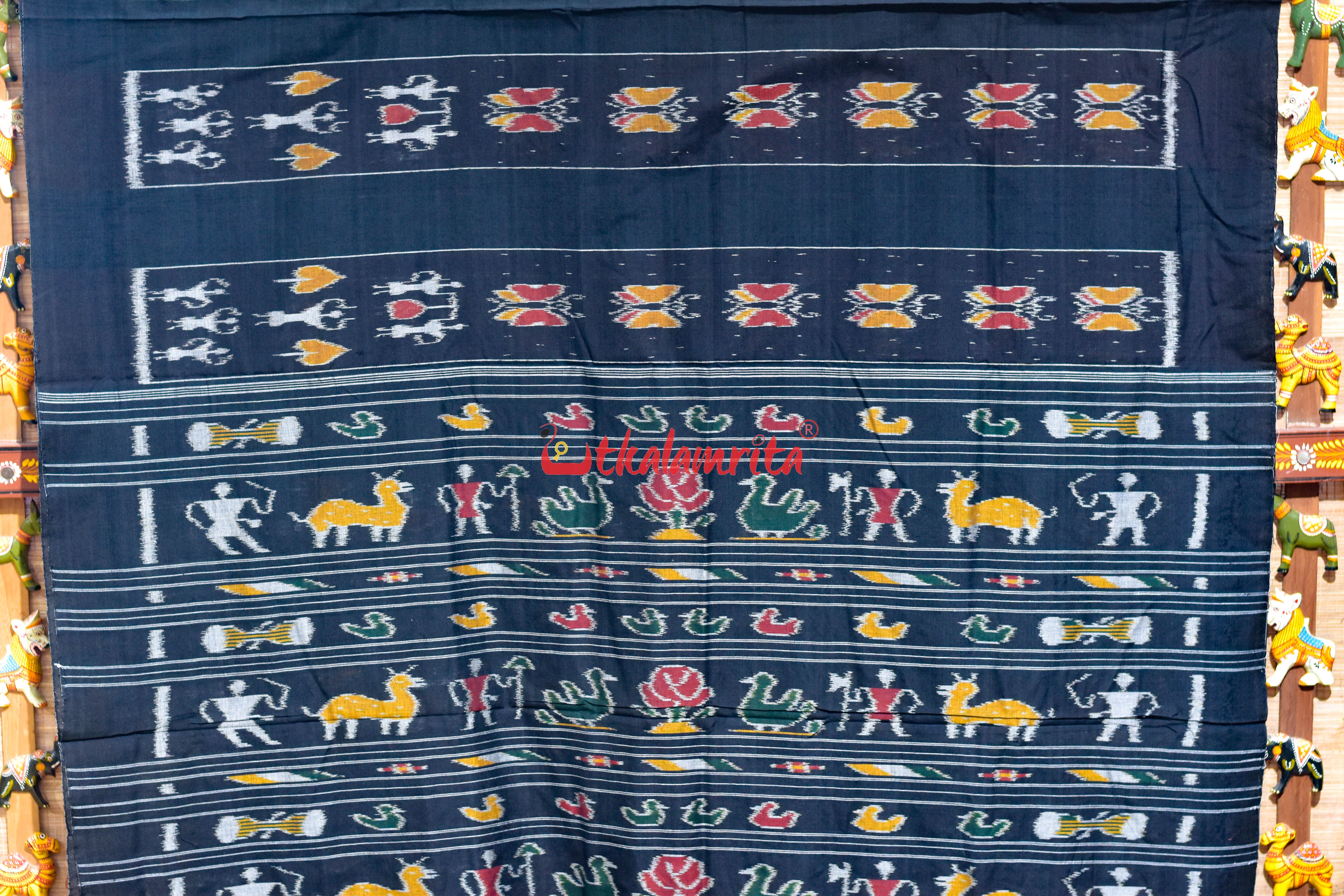 Body Black Butterfly Lines Khandua Cotton Saree