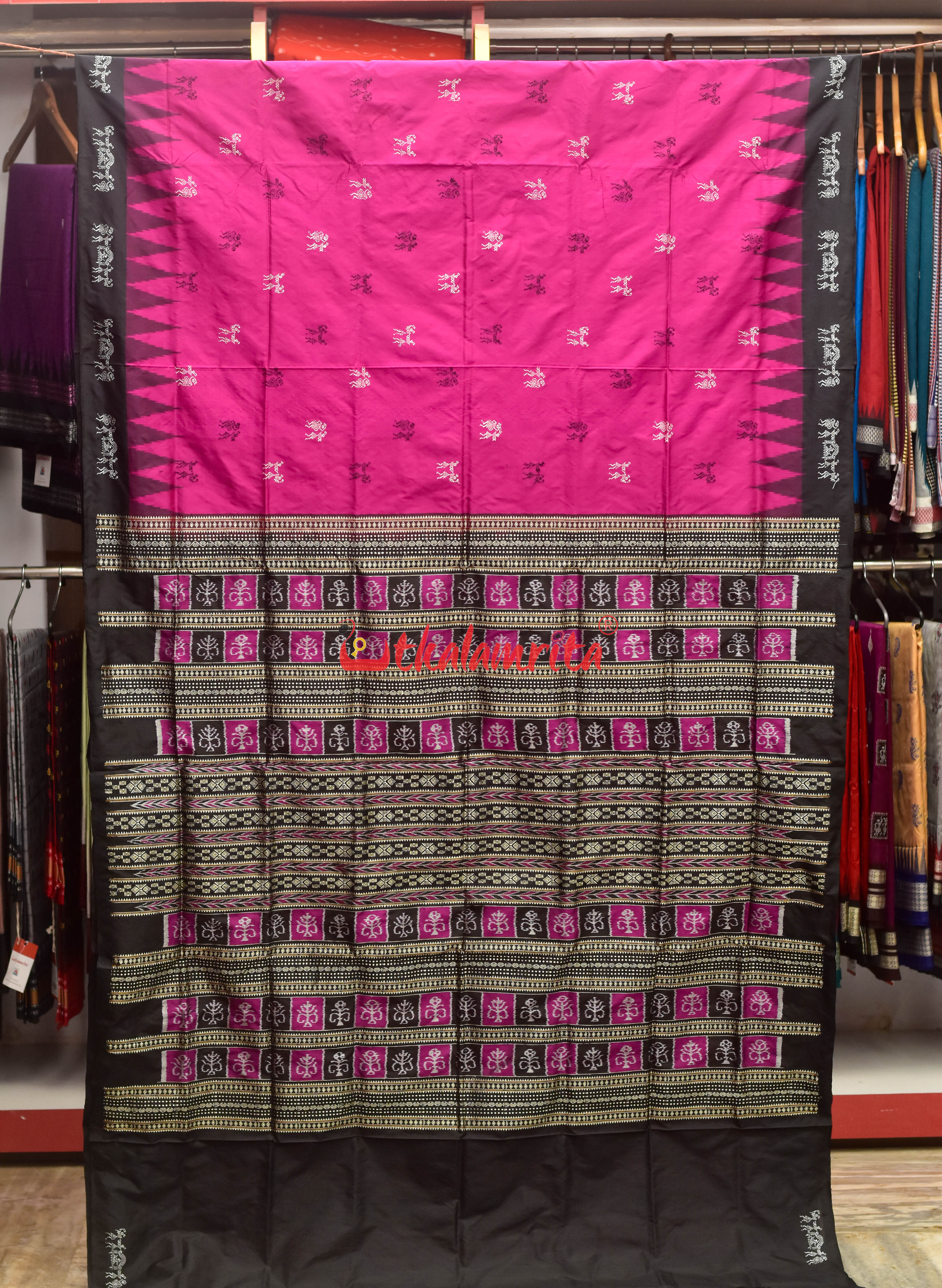 Sabari Rani Black Bomkai Silk Saree