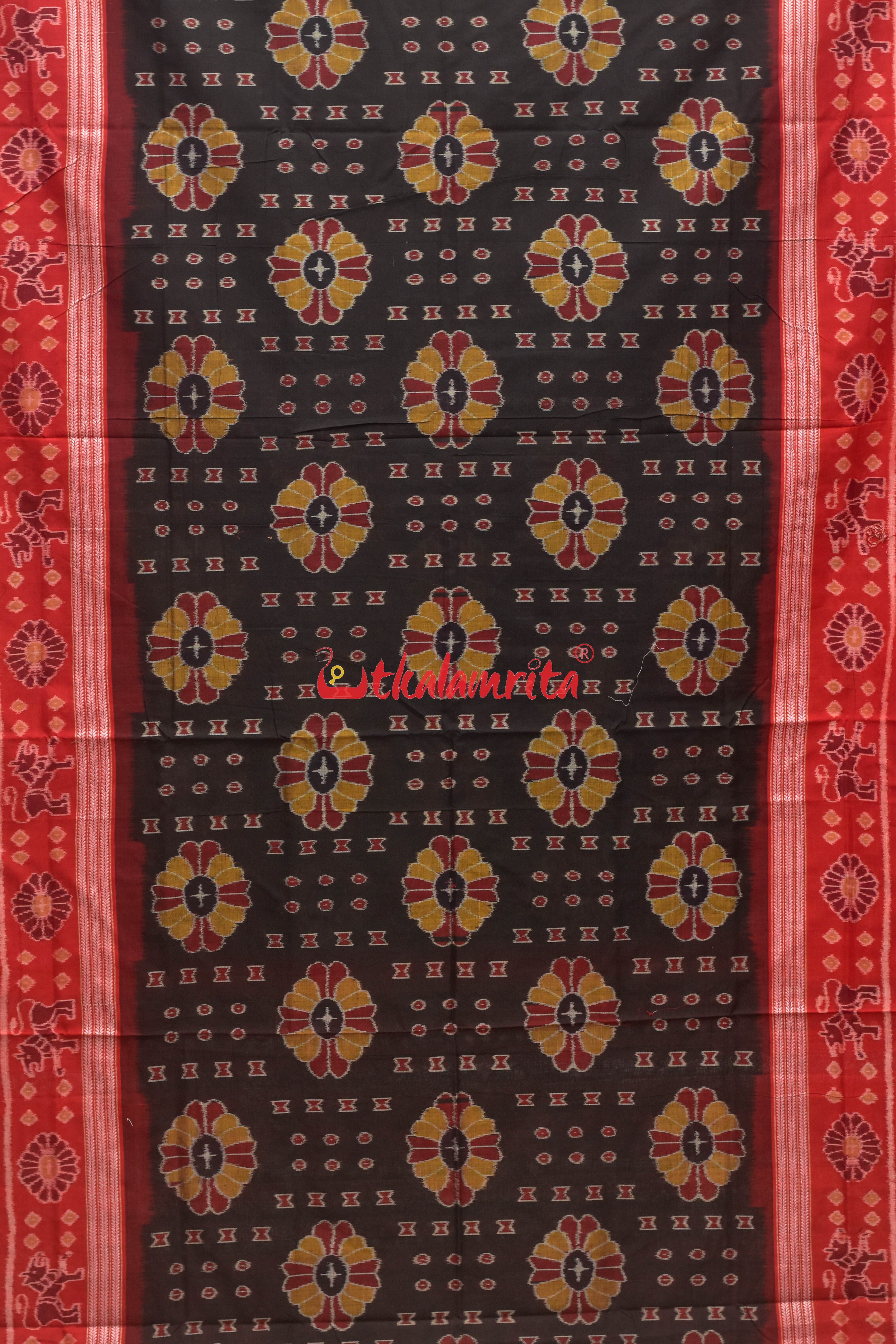 Black Baghambari Sambalpuri Cotton Saree