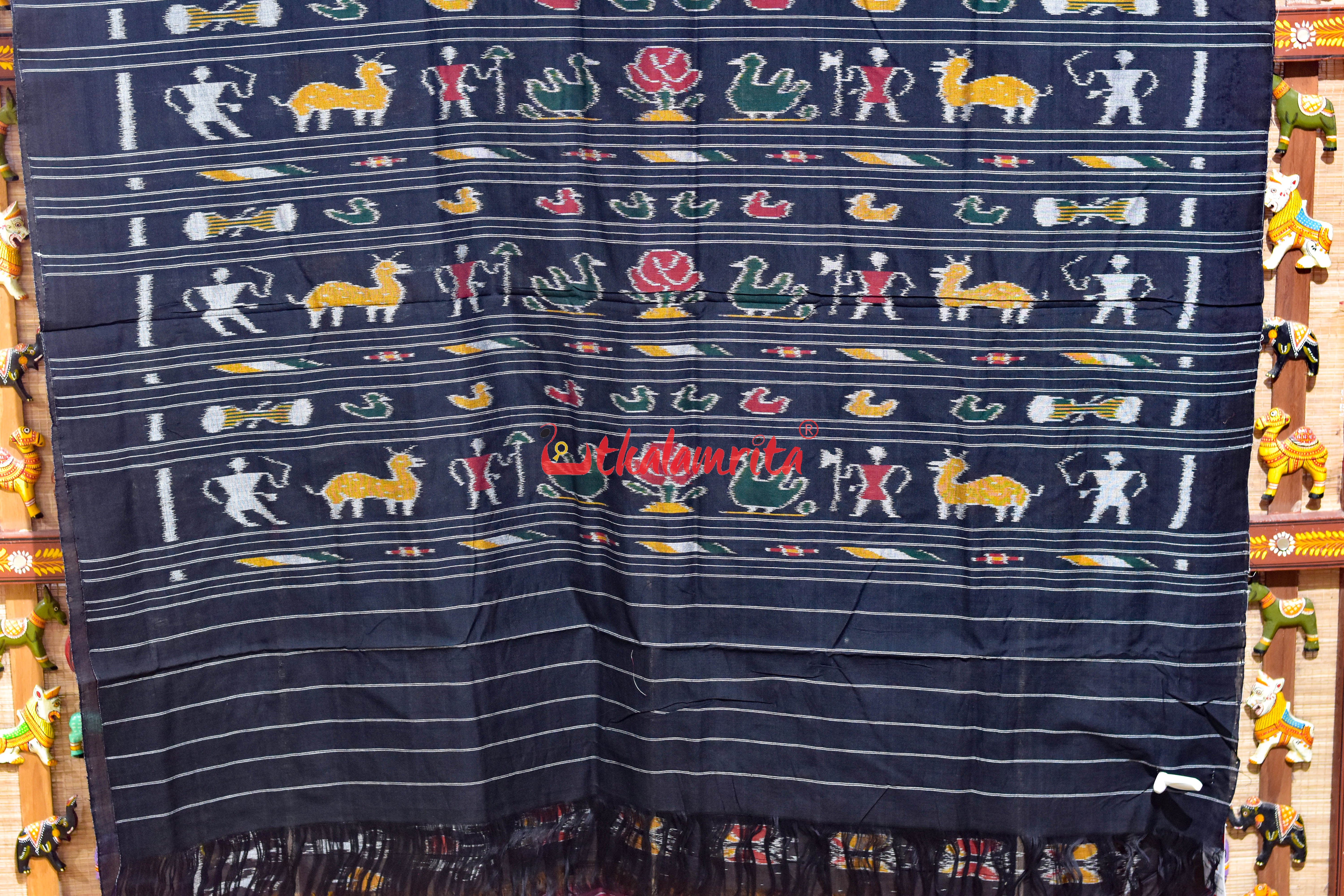 Body Black Butterfly Lines Khandua Cotton Saree